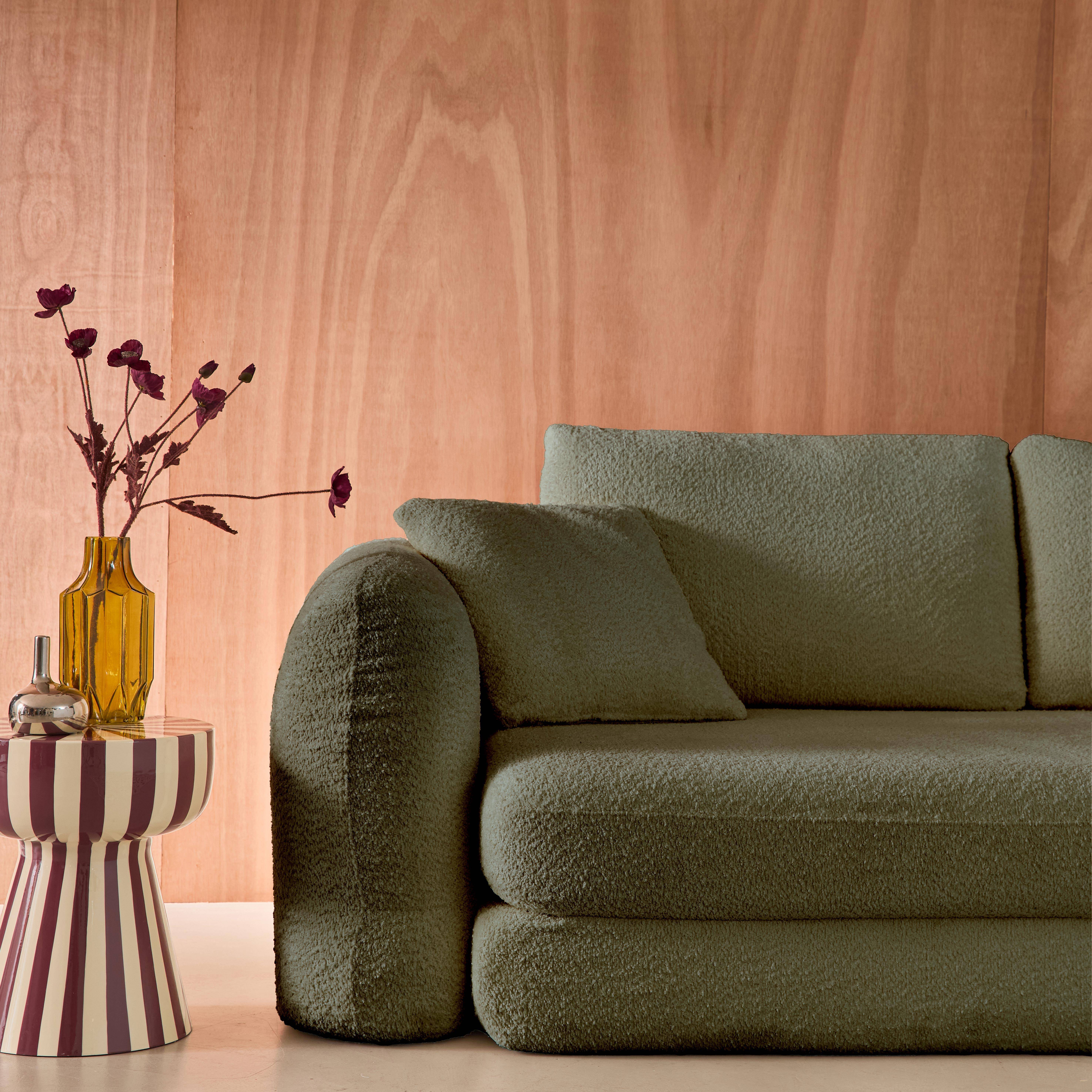 3-Sitzer-Schlafsofa mit strukturiertem Bouclé-Bezug, khaki,  L 243 x T 112 x H 66 cm - Sweeetch Photo2