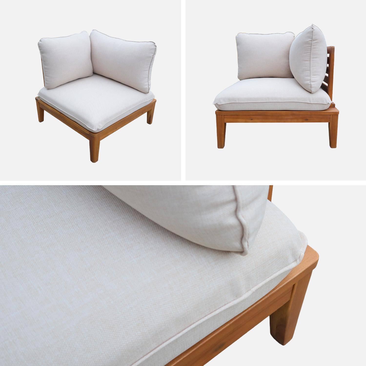 Banco modular de jardim em madeira de acácia com apoio de braços, 2 lugares Beige - 80x80x66 cm Photo3