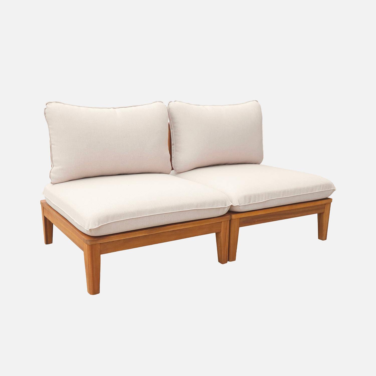 Banquette modulable de jardin bois d'acacia 2 places beige - Yona Photo1