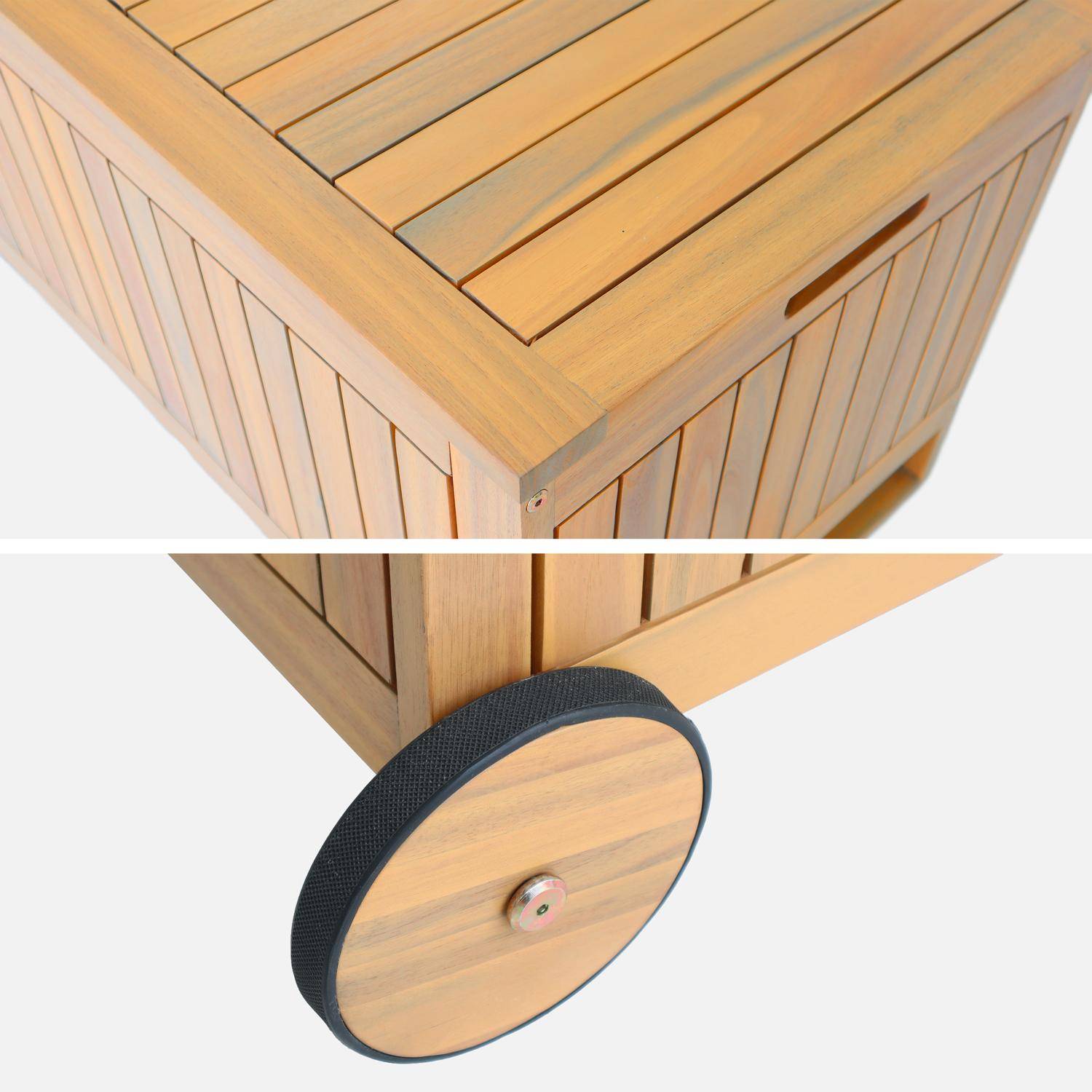 Cassapanca da giardino in legno di acacia con ruote, 119L Teck - 92x49.5x50 cm,sweeek,Photo5
