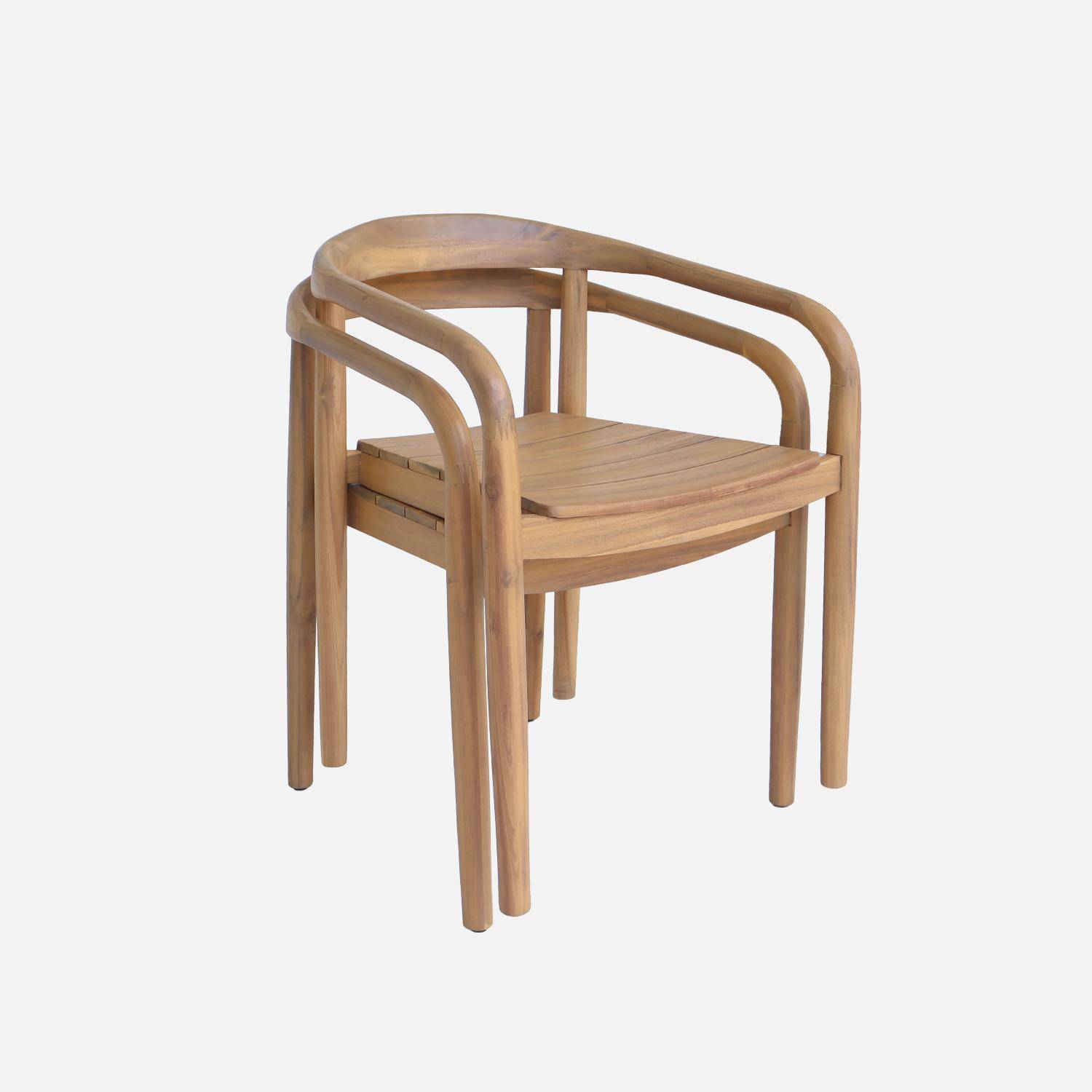 Lot de 2 fauteuils de jardin bois d'acacia couleur teck - Naio Photo4