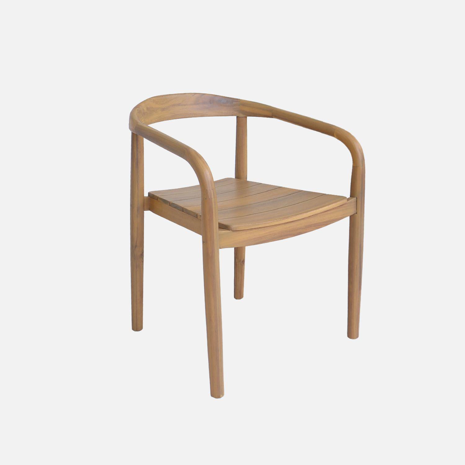 Lot de 2 fauteuils de jardin bois d'acacia couleur teck - Naio Photo2