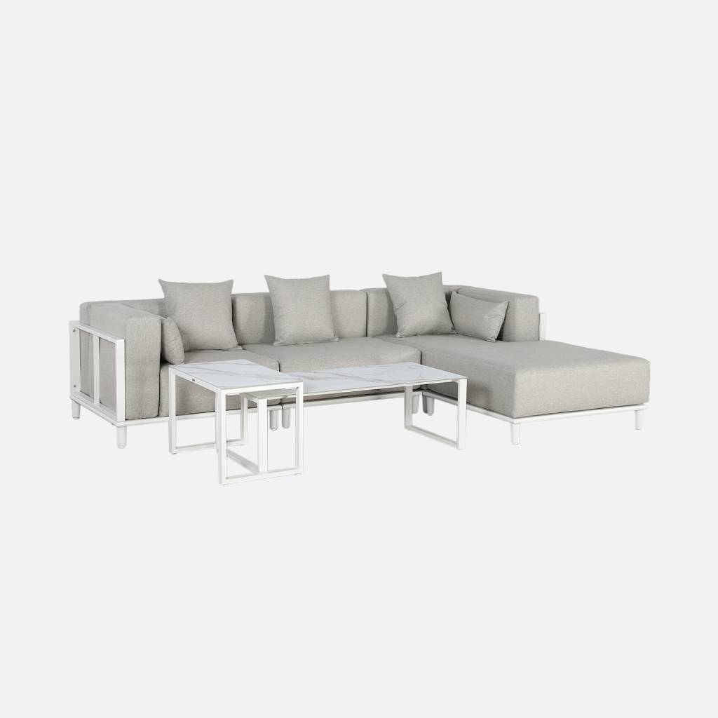 Conjunto de jardim modular em alumínio para 4 pessoas, Branco