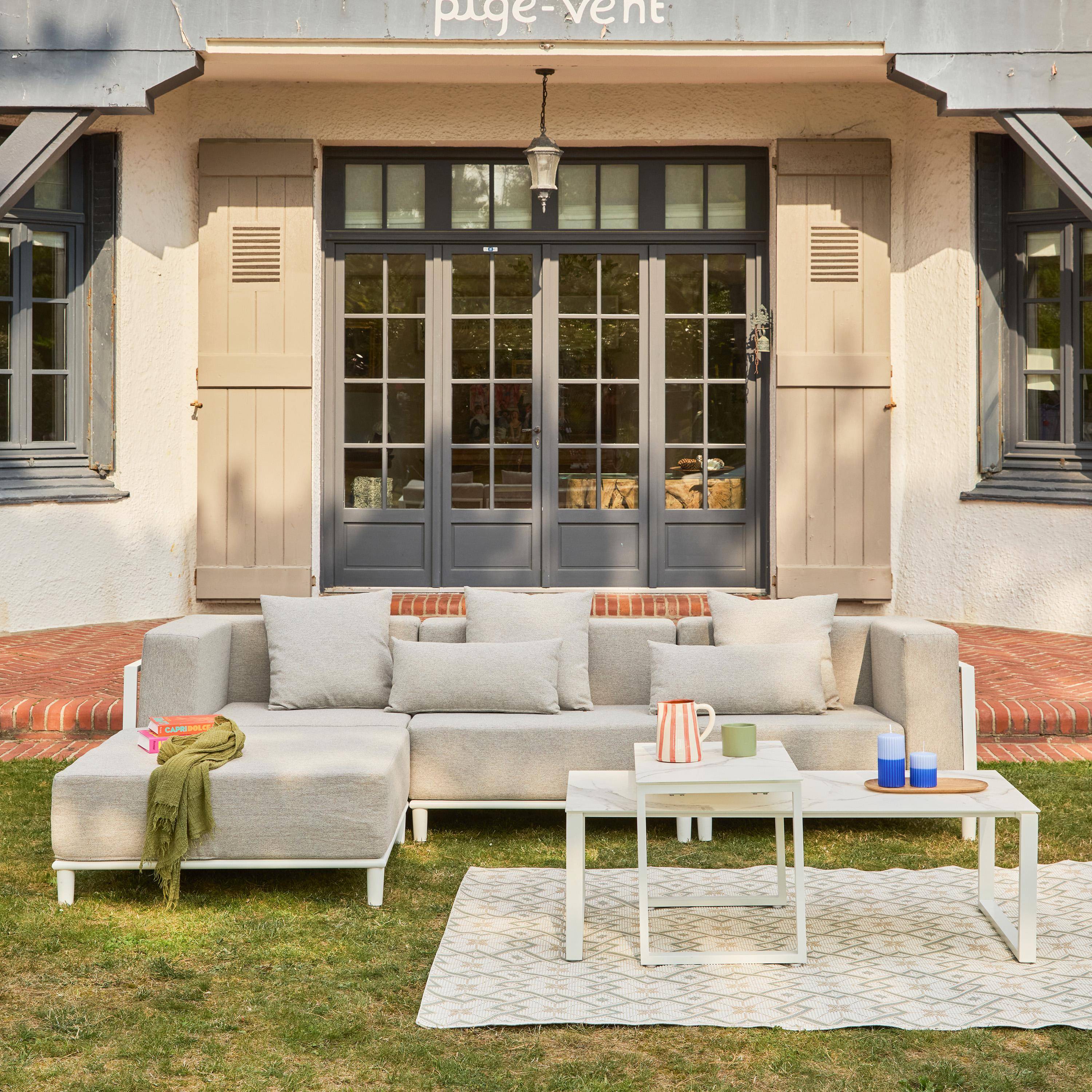 Salotto da giardino modulare in alluminio, 4 posti Bianco - 115x55x38 cm,sweeek,Photo1