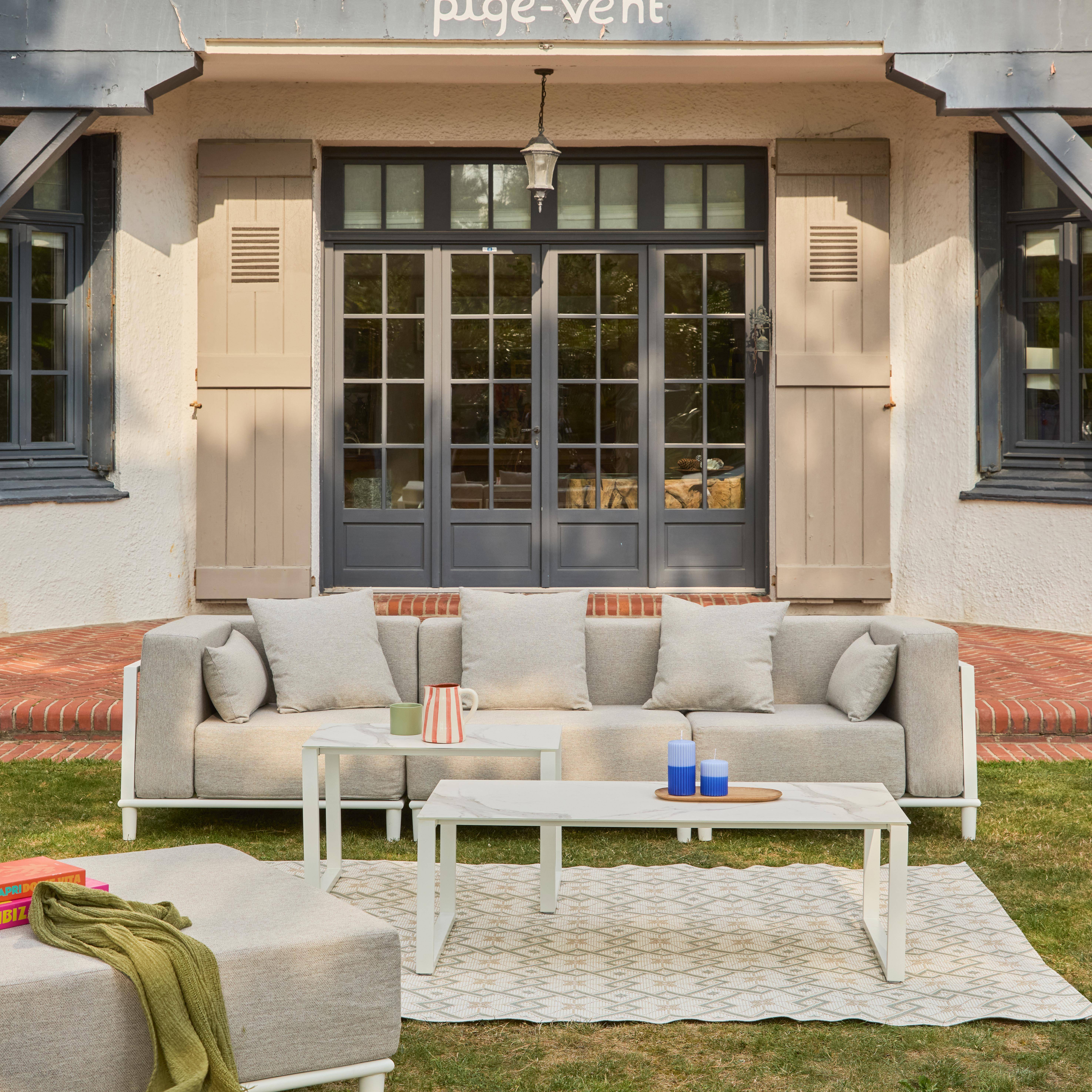 Salotto da giardino modulare in alluminio, 4 posti Bianco - 115x55x38 cm,sweeek,Photo2