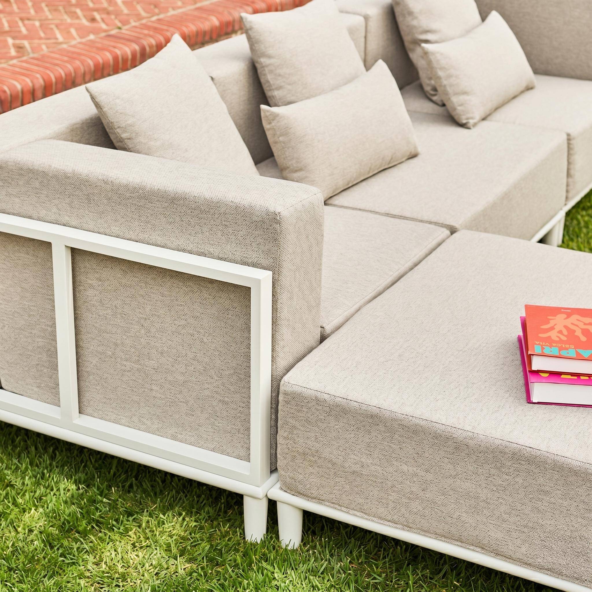 Modulaire aluminium loungeset met 4 zitplaatsen wit en lichtgrijs - Oriva Photo7