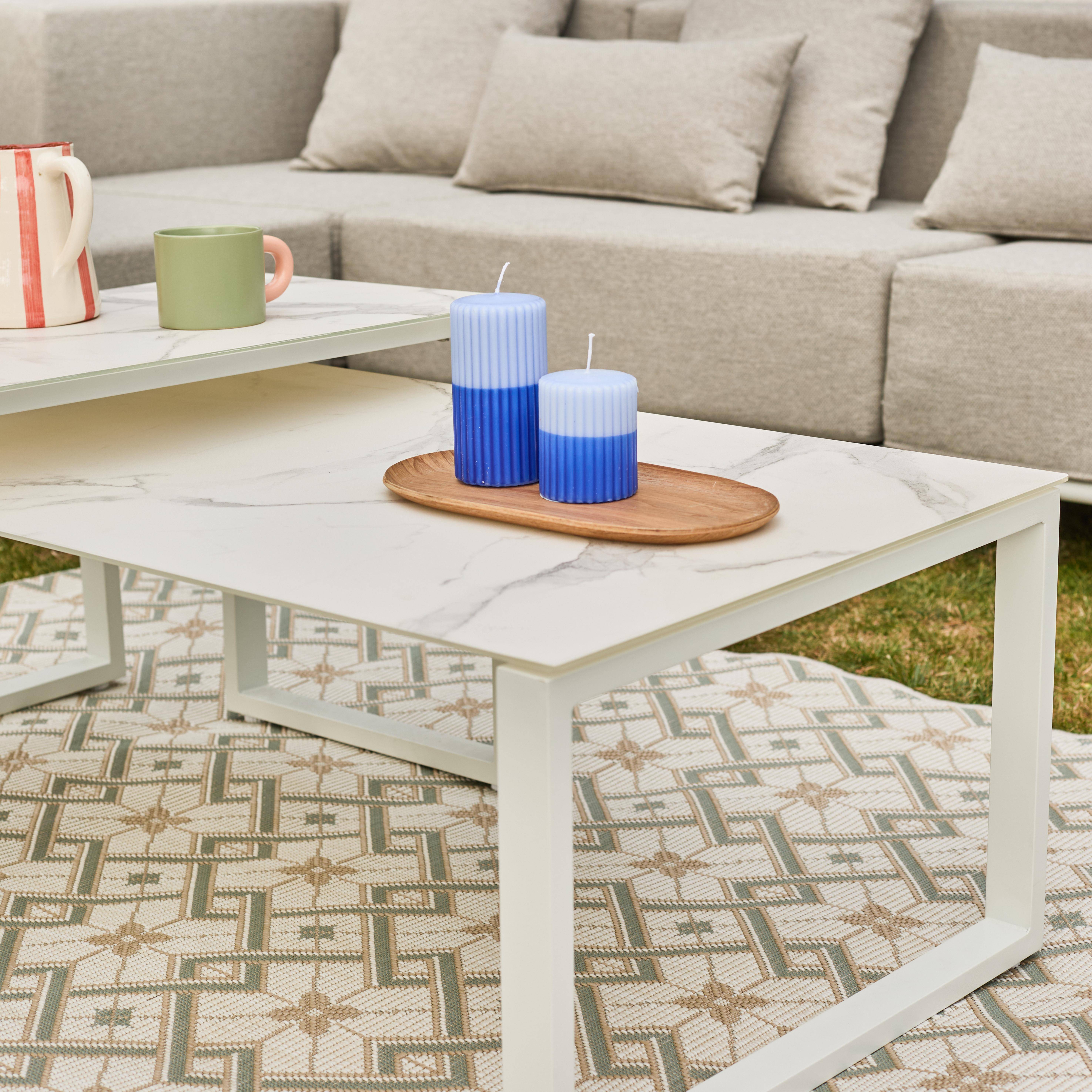 Salotto da giardino modulare in alluminio, 4 posti Bianco - 115x55x38 cm,sweeek,Photo5