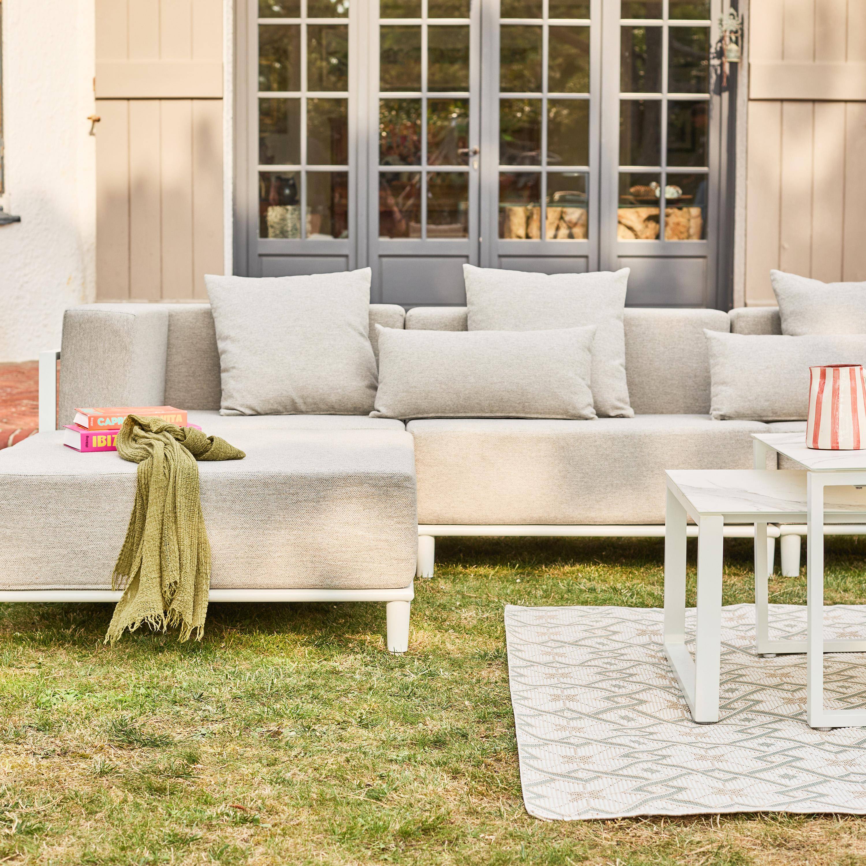 Salotto da giardino modulare in alluminio, 4 posti Bianco - 115x55x38 cm,sweeek,Photo4