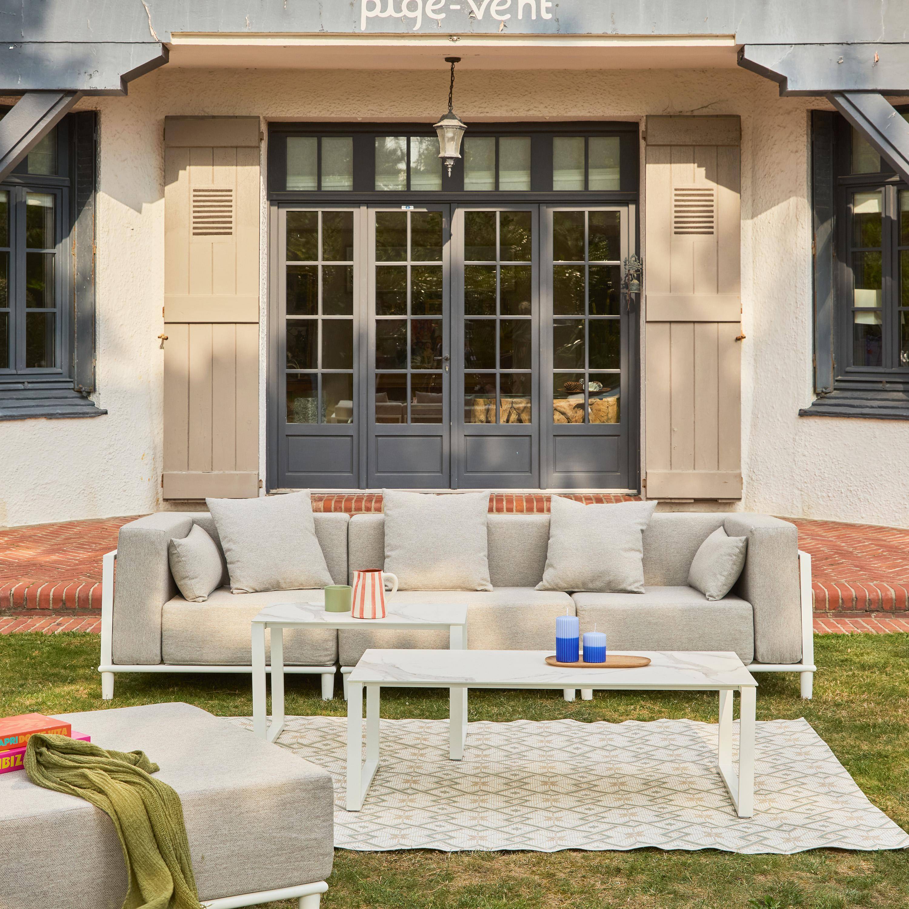 Salotto da giardino modulare in alluminio, 4 posti Bianco - 115x55x38 cm,sweeek,Photo2