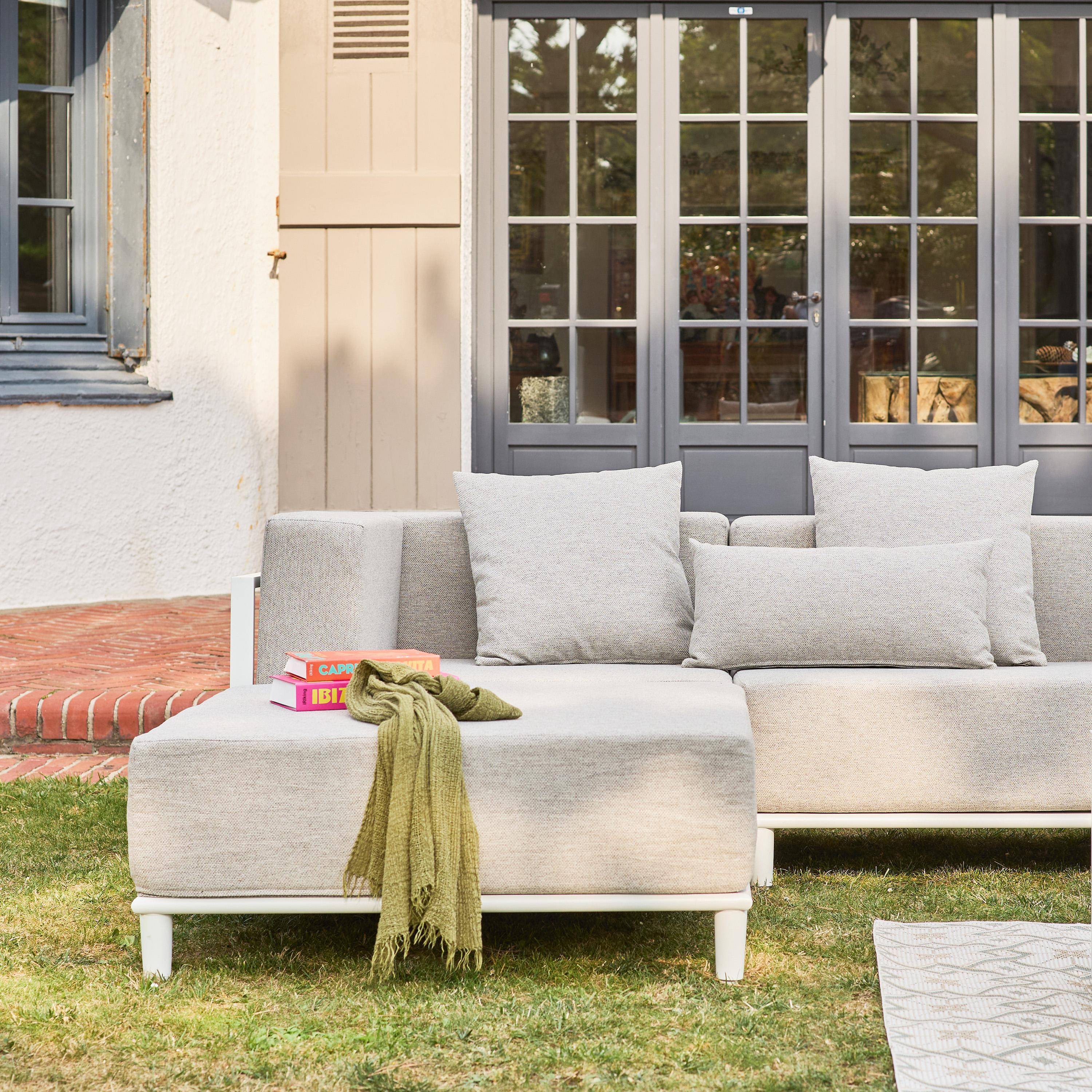 Salotto da giardino modulare in alluminio, 4 posti Bianco - 115x55x38 cm,sweeek,Photo3