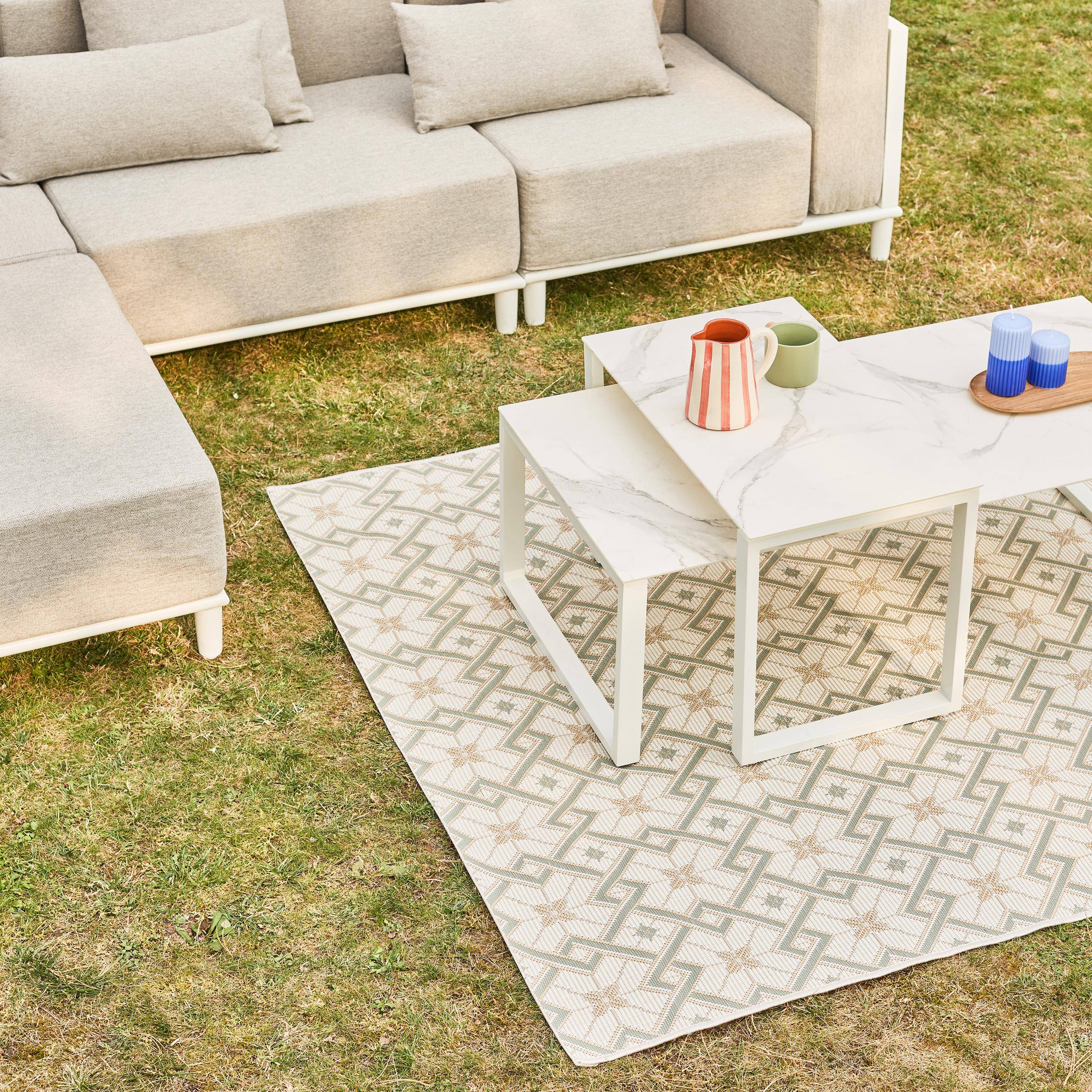 Salotto da giardino modulare in alluminio, 4 posti Bianco - 115x55x38 cm,sweeek,Photo5