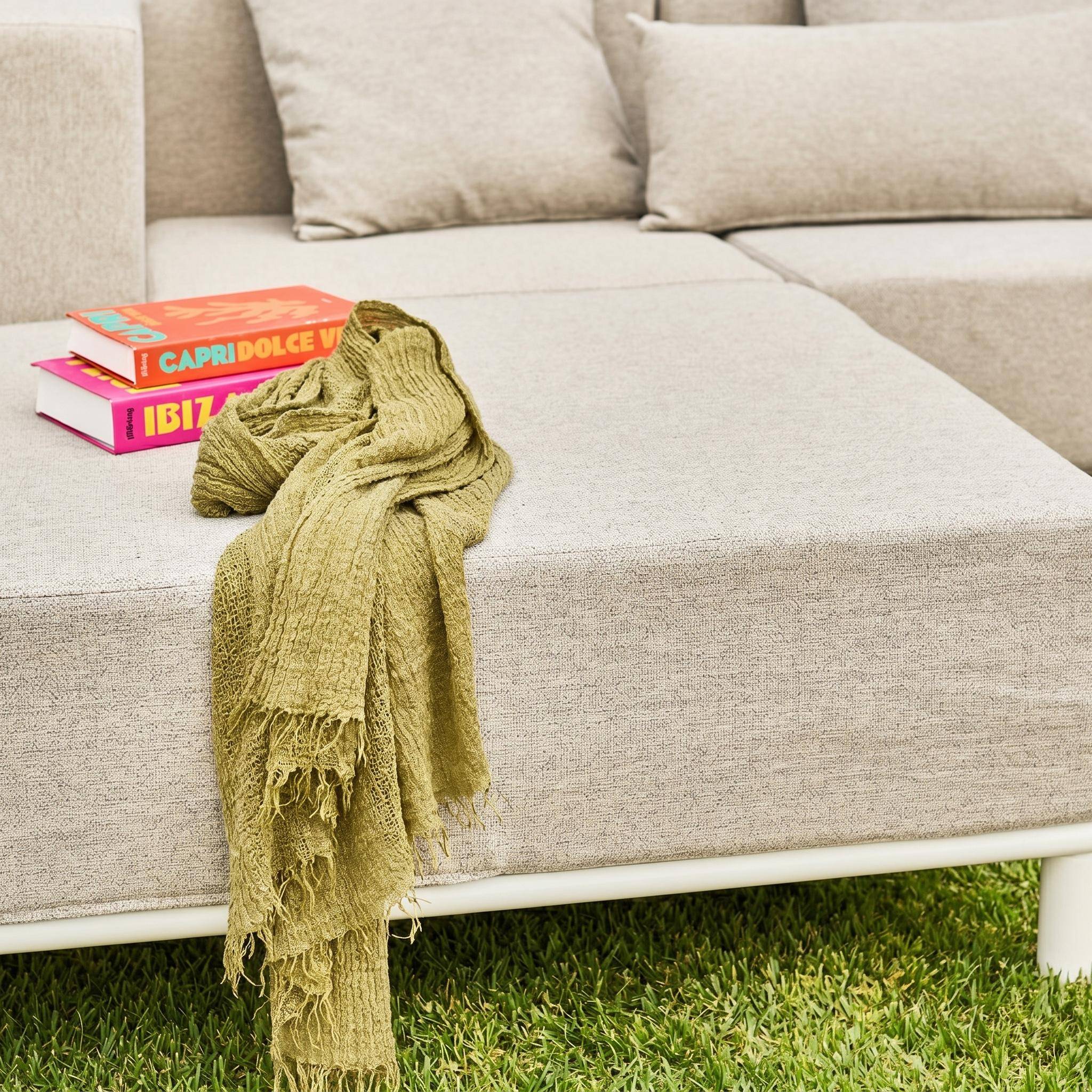 Modulaire aluminium loungeset met 4 zitplaatsen wit en lichtgrijs - Oriva Photo8
