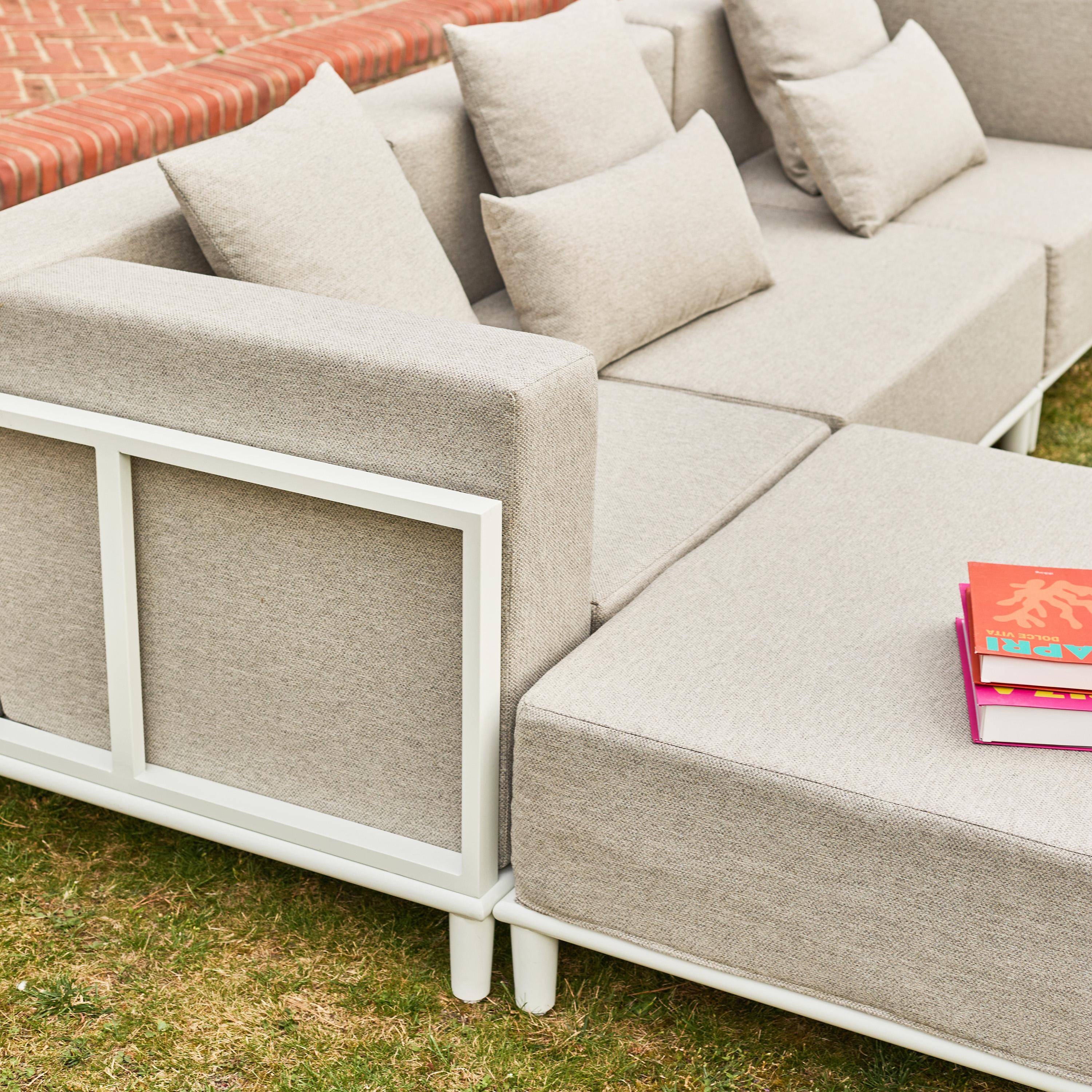 Salotto da giardino modulare in alluminio, 4 posti Bianco - 115x55x38 cm Photo7