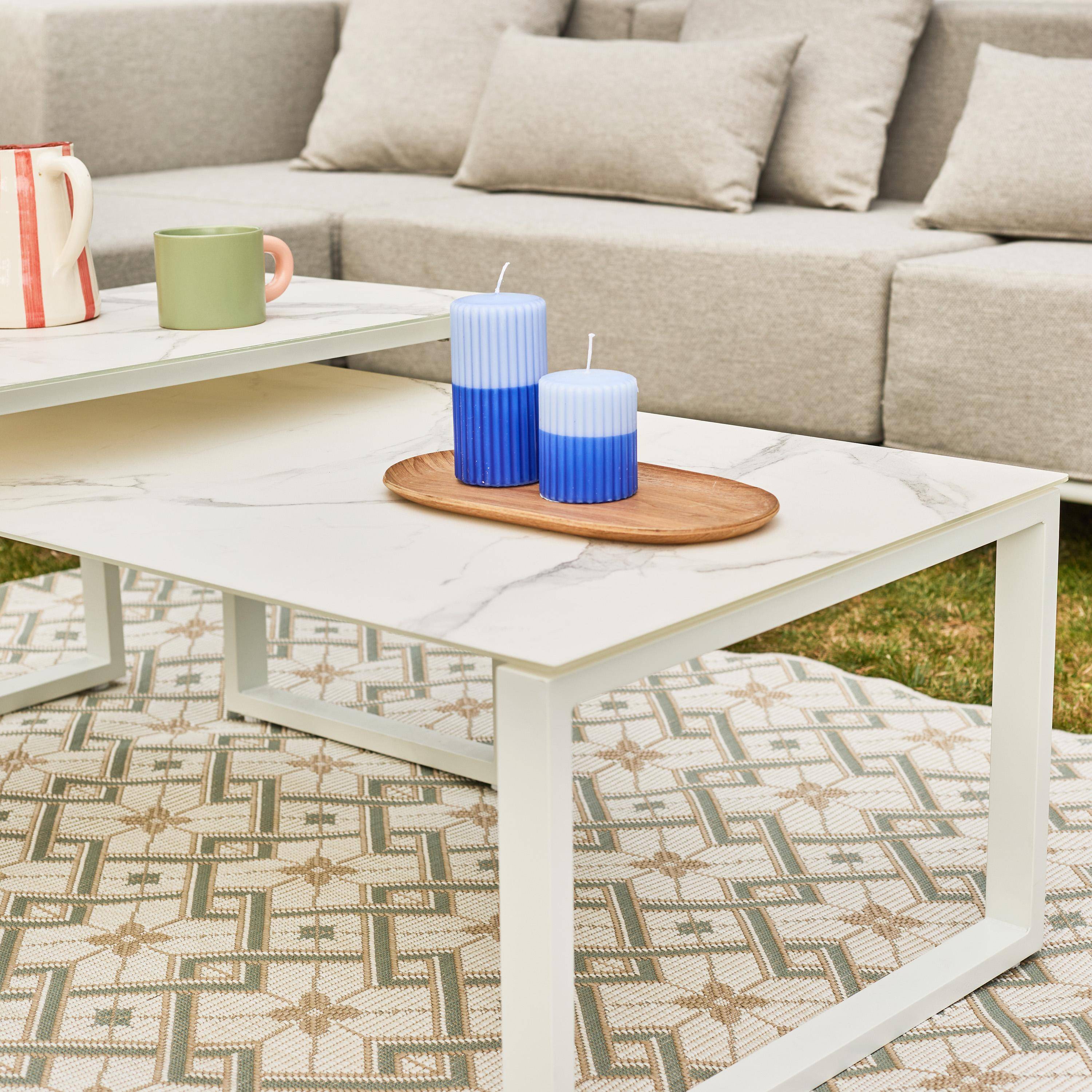 Salotto da giardino modulare in alluminio, 4 posti Bianco - 115x55x38 cm,sweeek,Photo6