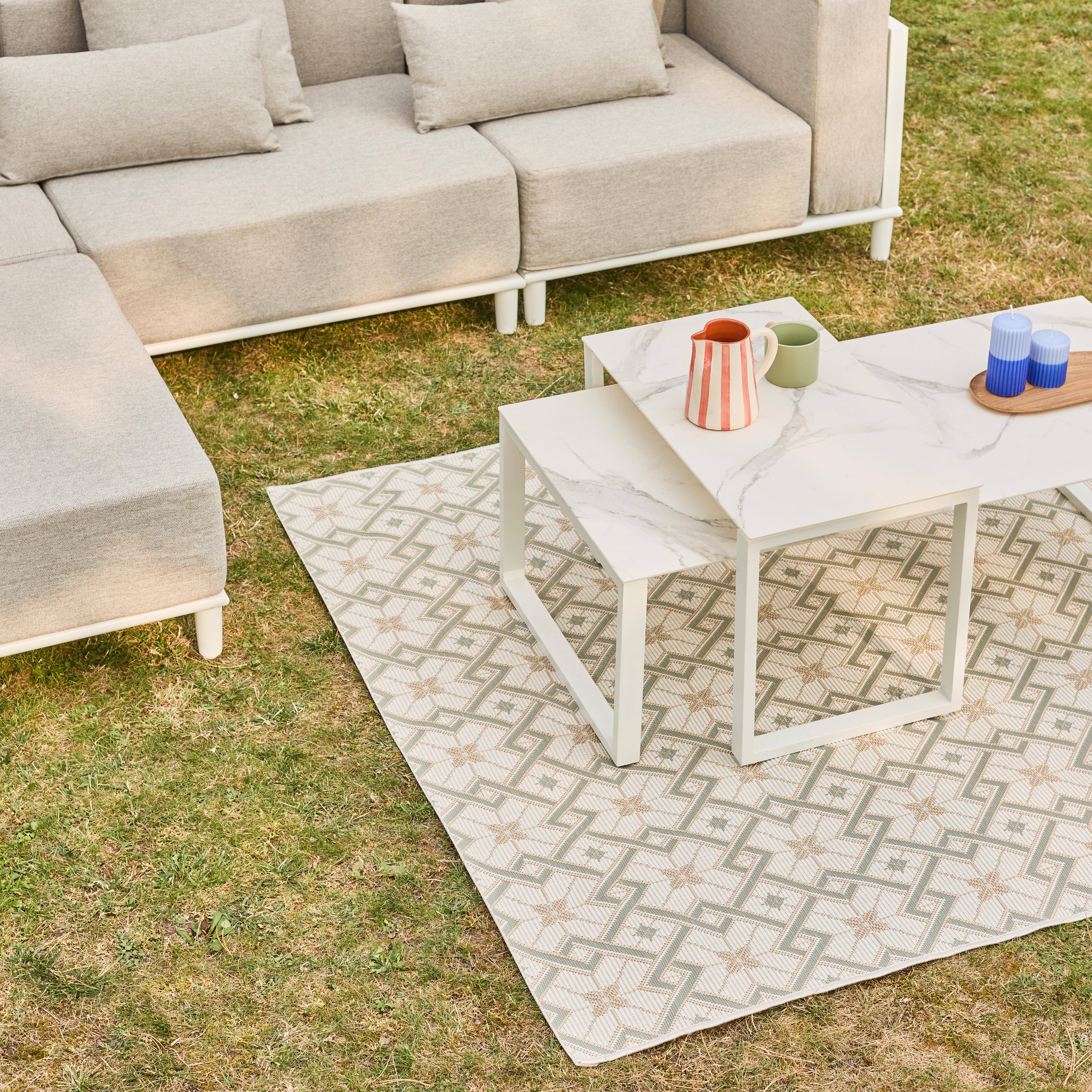 Salotto da giardino modulare in alluminio, 4 posti Bianco - 115x55x38 cm,sweeek,Photo4