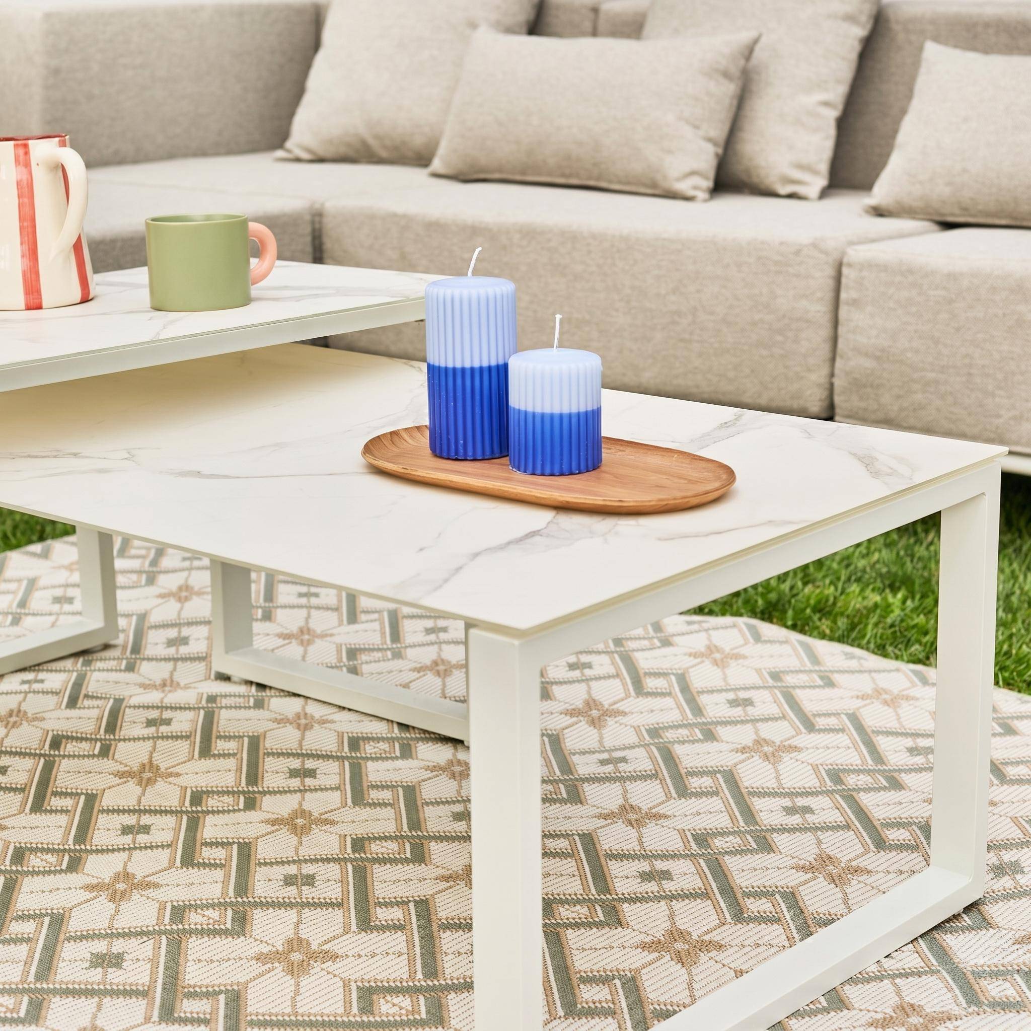 Modulaire aluminium loungeset met 4 zitplaatsen wit en lichtgrijs - Oriva,sweeek,Photo6