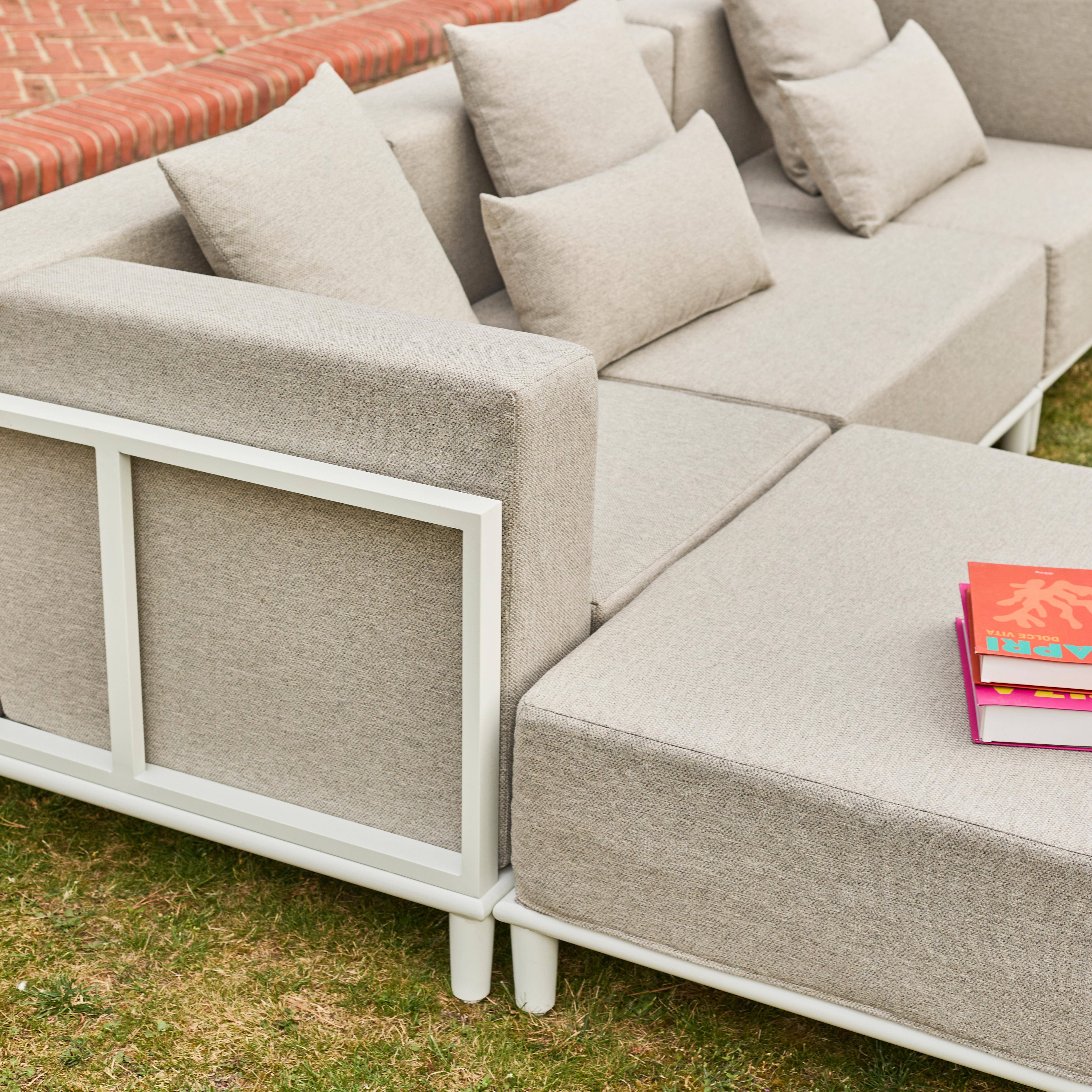 Salotto da giardino modulare in alluminio, 4 posti Bianco - 115x55x38 cm,sweeek,Photo6