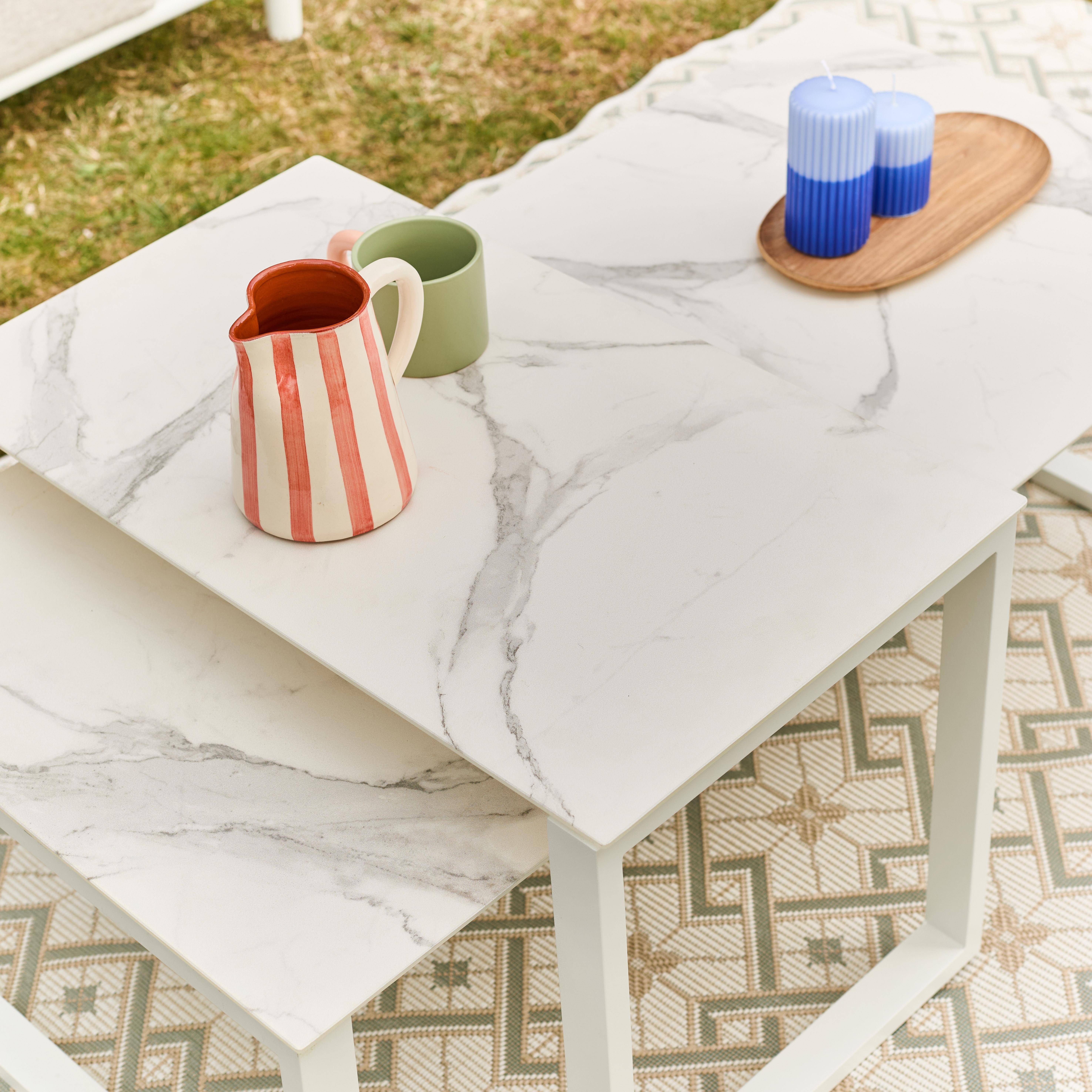 Salotto da giardino modulare in alluminio, 4 posti Bianco - 115x55x38 cm Photo7