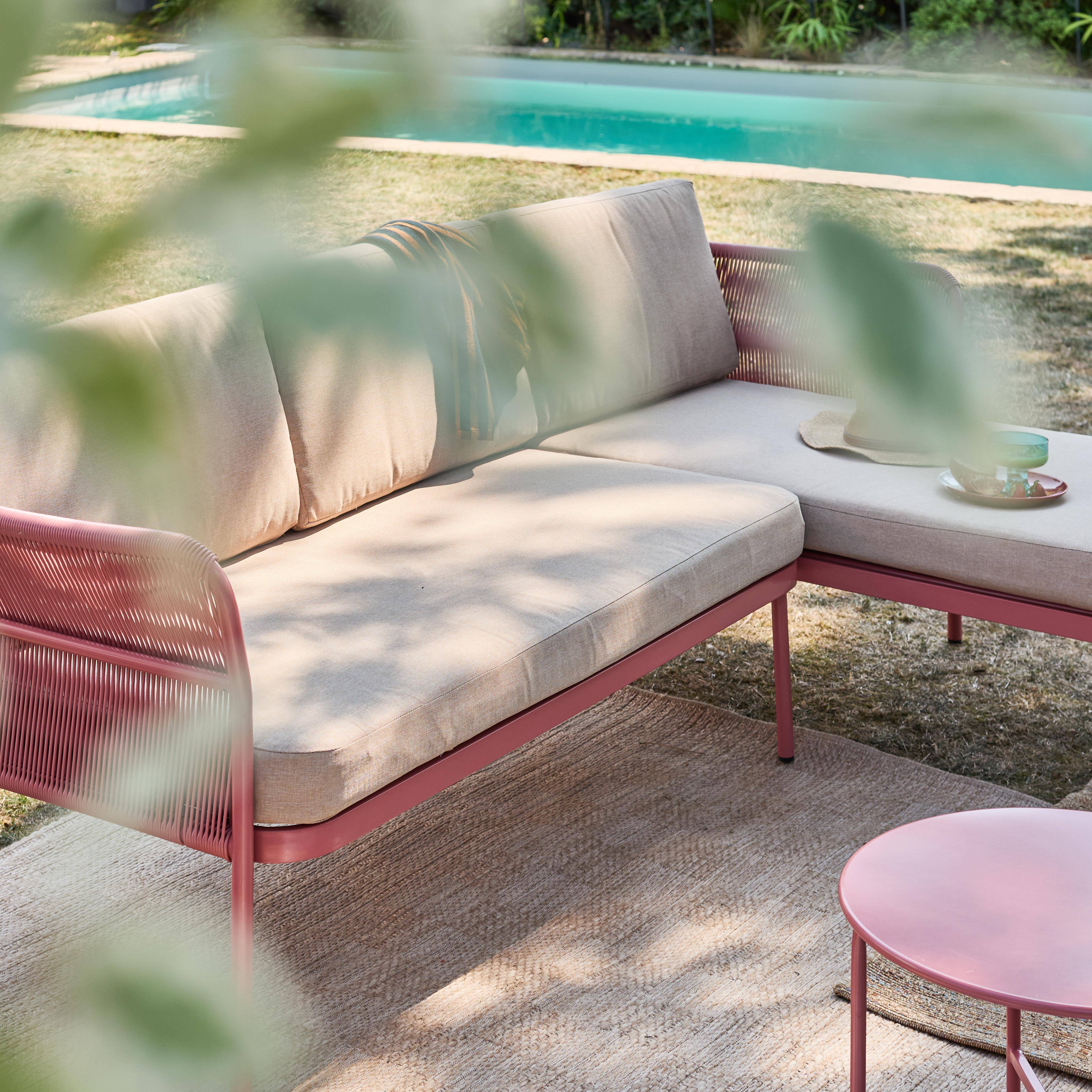 Salon de jardin d'angle acier et cordes 4 places beige et terracotta - Zinoa,sweeek,Photo7