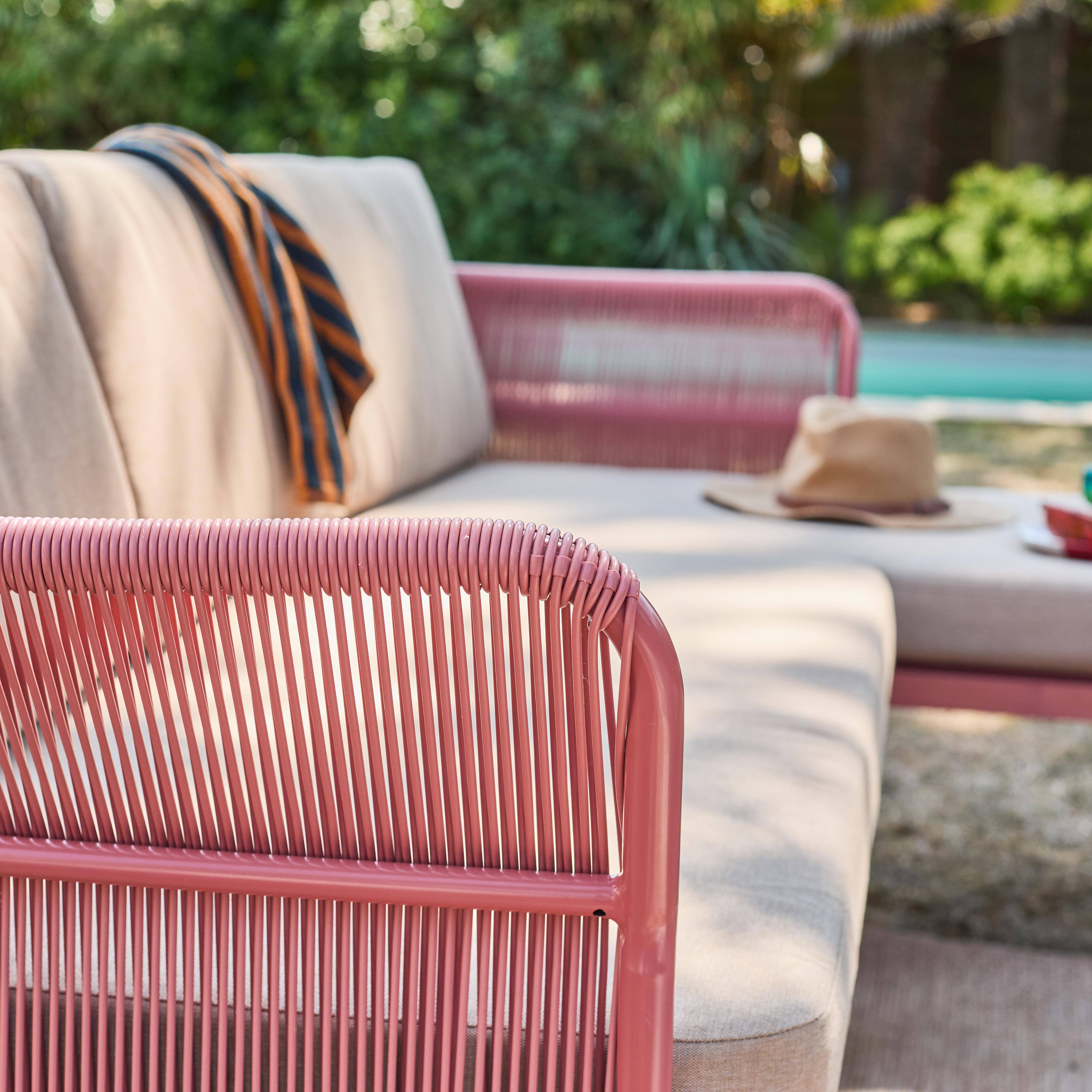 Salon de jardin d'angle acier et cordes 4 places beige et terracotta - Zinoa Photo5