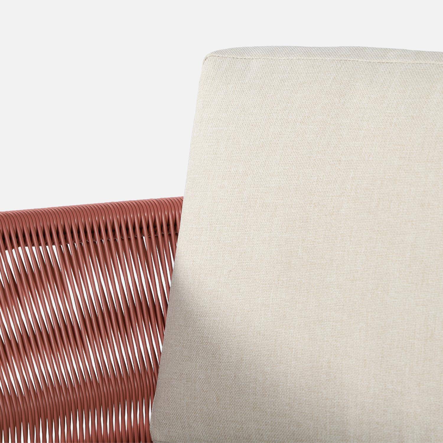 Salon de jardin d'angle acier et cordes 4 places beige et terracotta - Zinoa,sweeek,Photo11