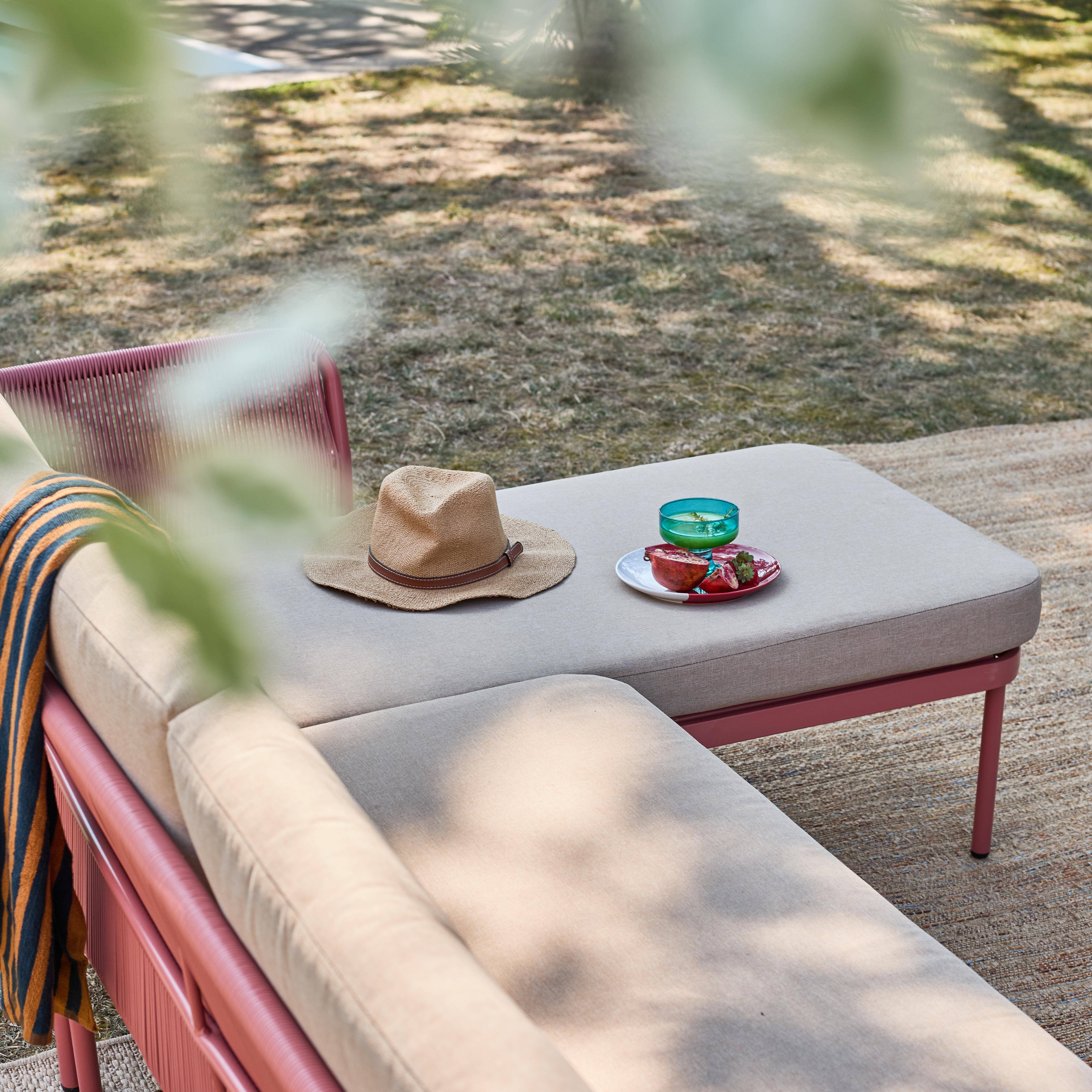 Salon de jardin d'angle acier et cordes 4 places beige et terracotta - Zinoa Photo3