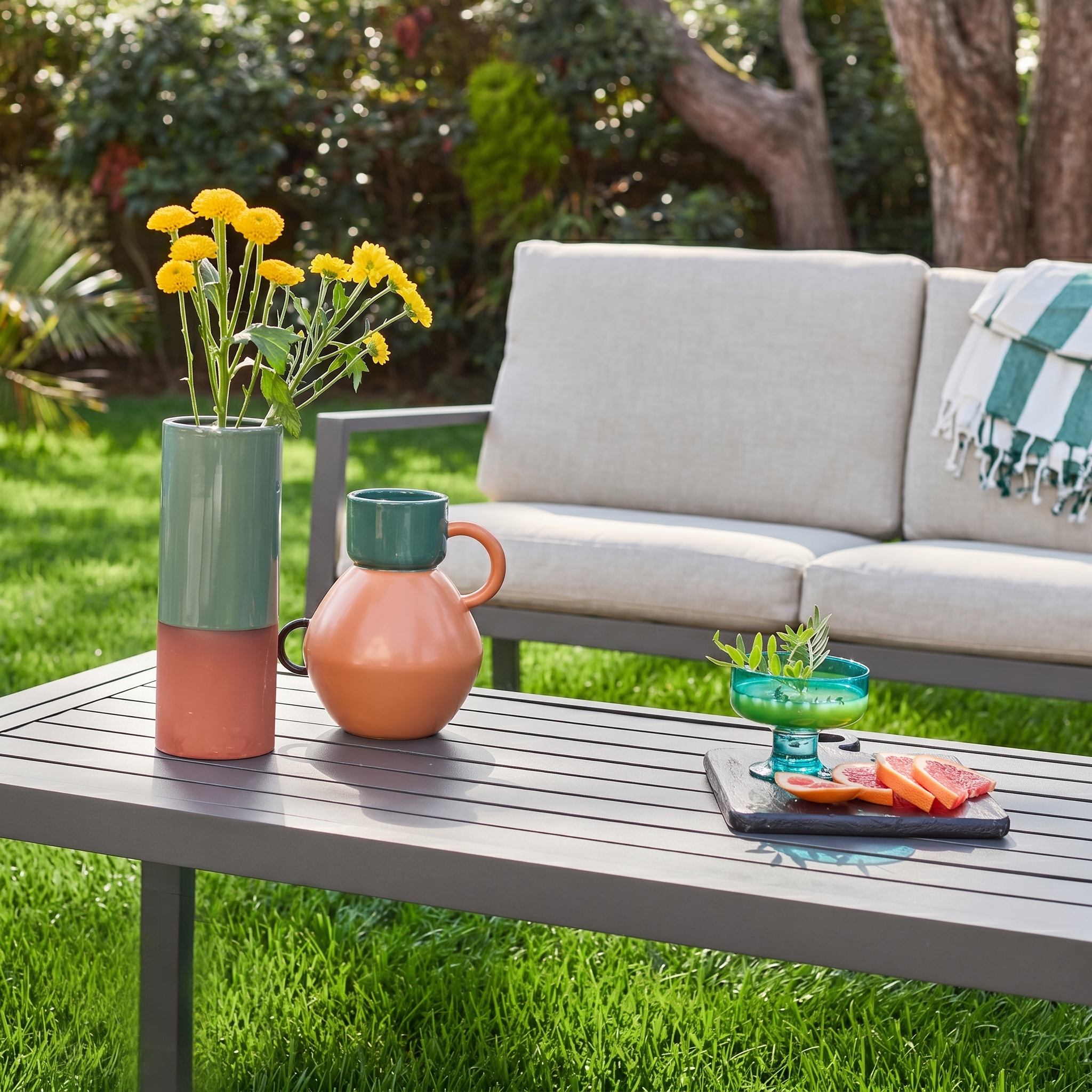 Salon de jardin aluminium 4 places anthracite - Onara Photo2