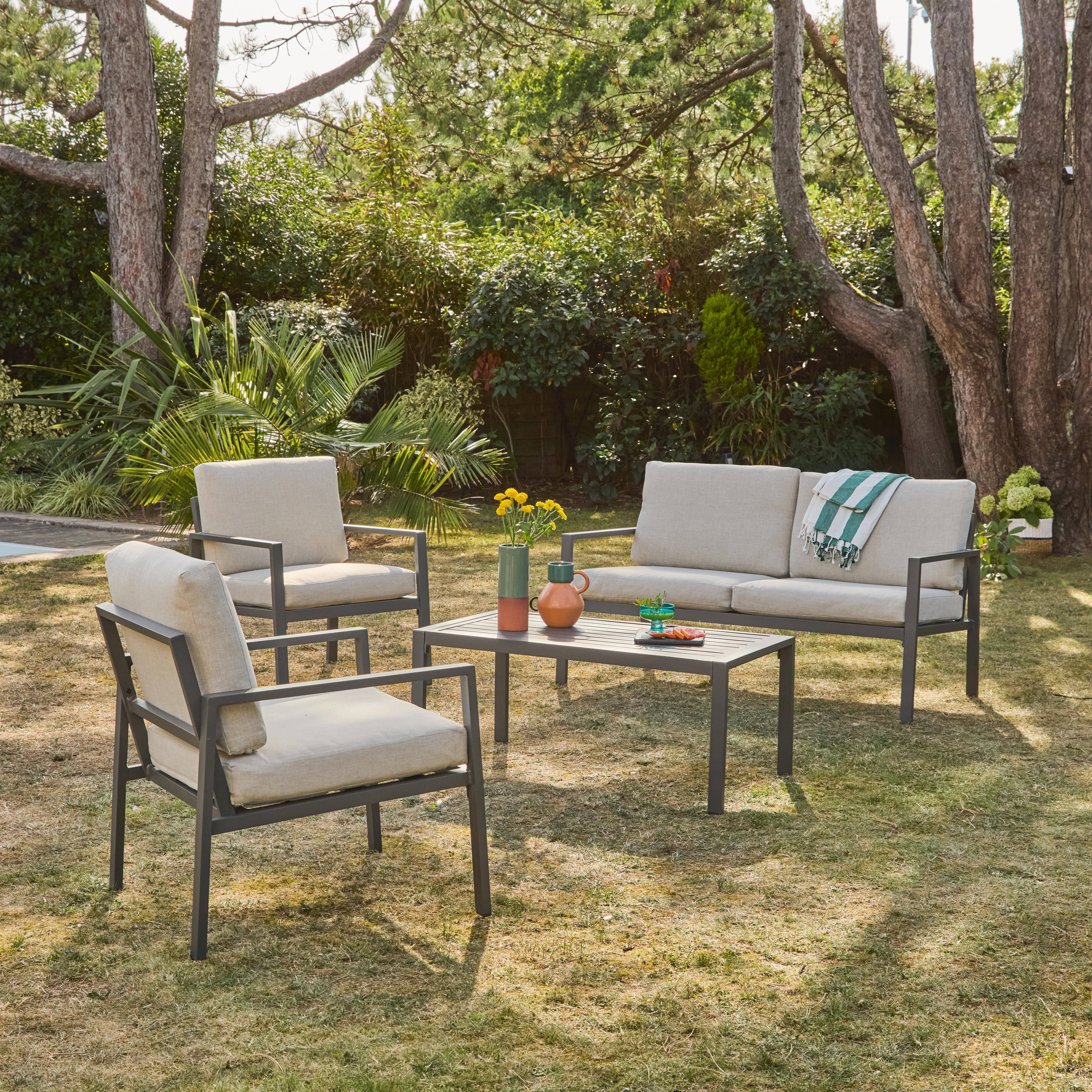 Salon de jardin aluminium 4 places anthracite - Onara,sweeek,Photo1