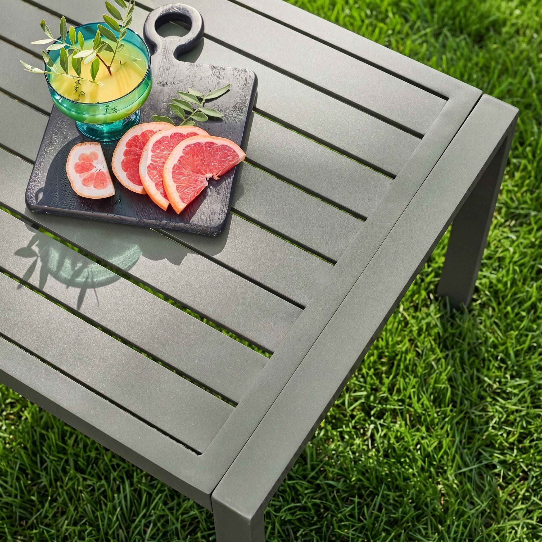 Salon de jardin aluminium 4 places kaki - Onara,sweeek,Photo3