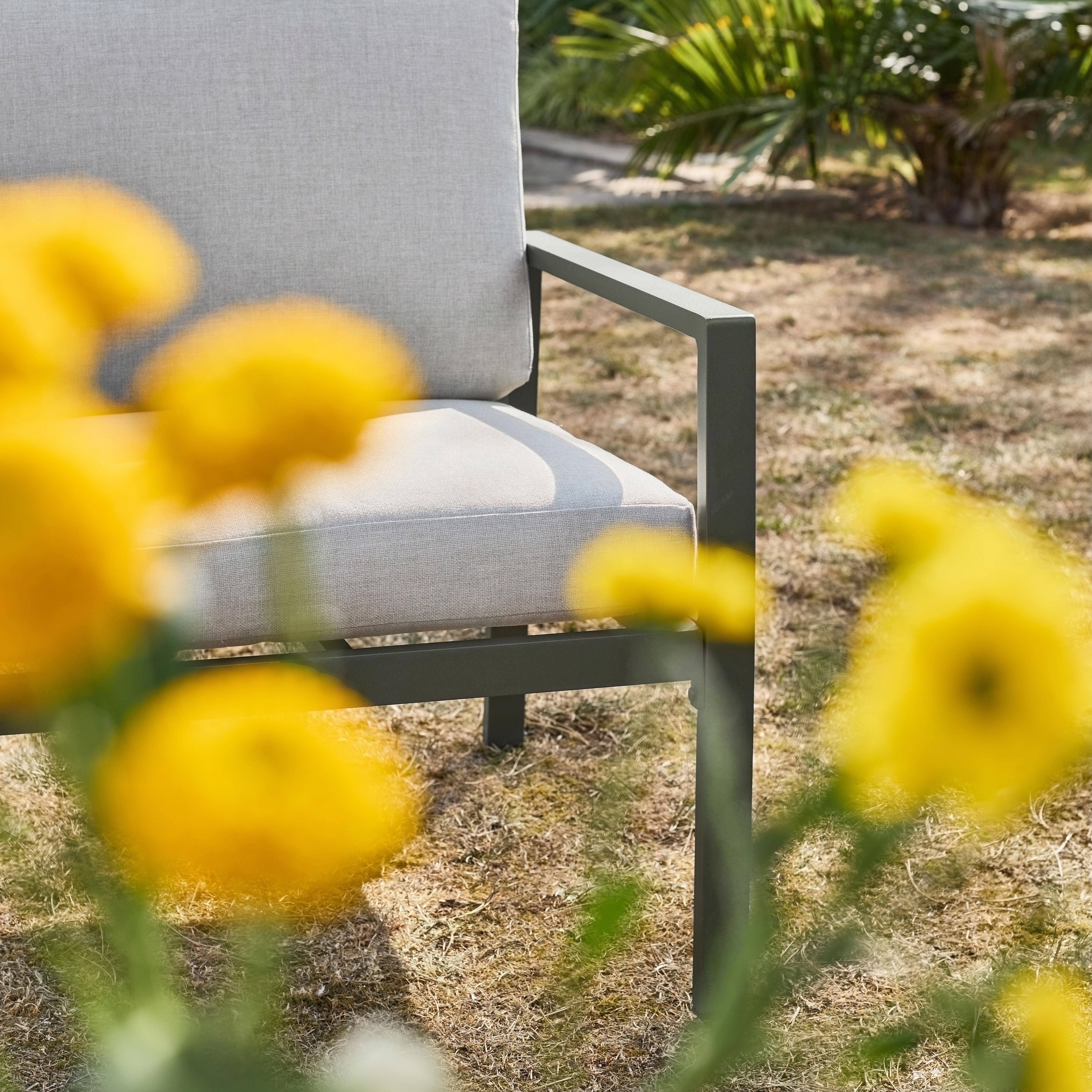 Salon de jardin aluminium 4 places kaki - Onara Photo5