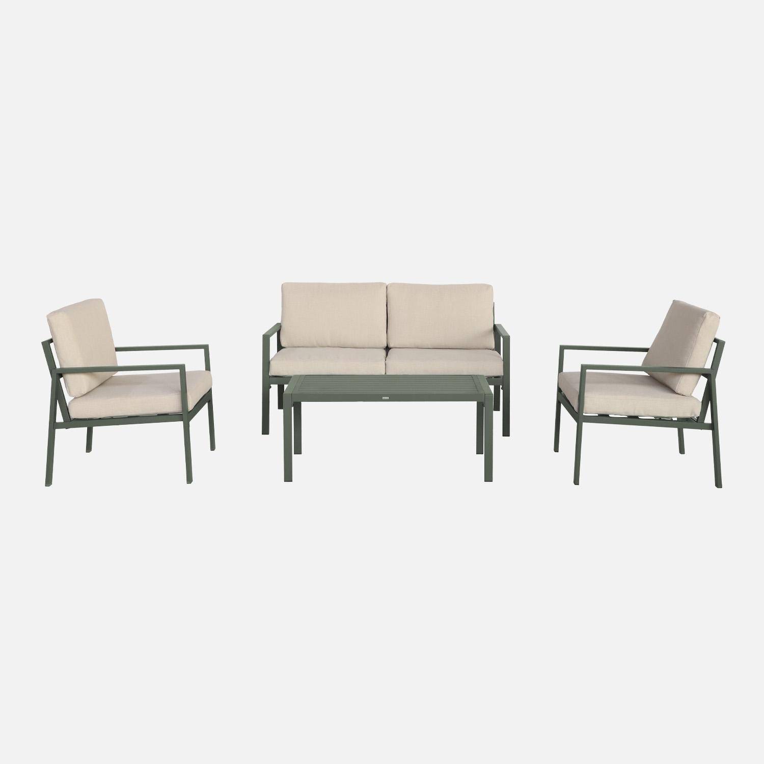 Conjunto de jardín de aluminio , 4 plazas Verde kaki - 140x70x68 cm Photo2