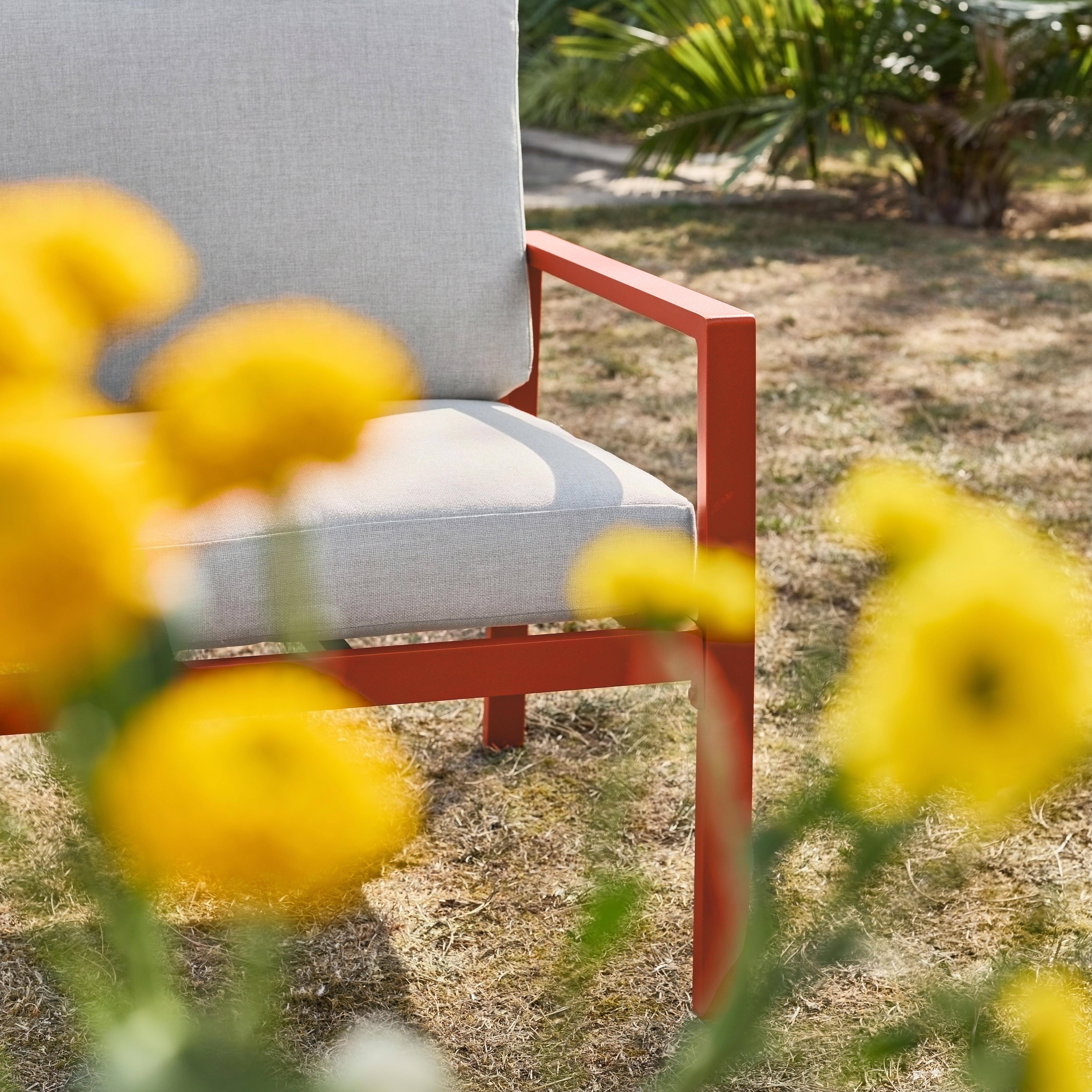 Conjunto de jardim em alumínio, 4 lugares Terracota - 140x70x68 cm,sweeek,Photo5