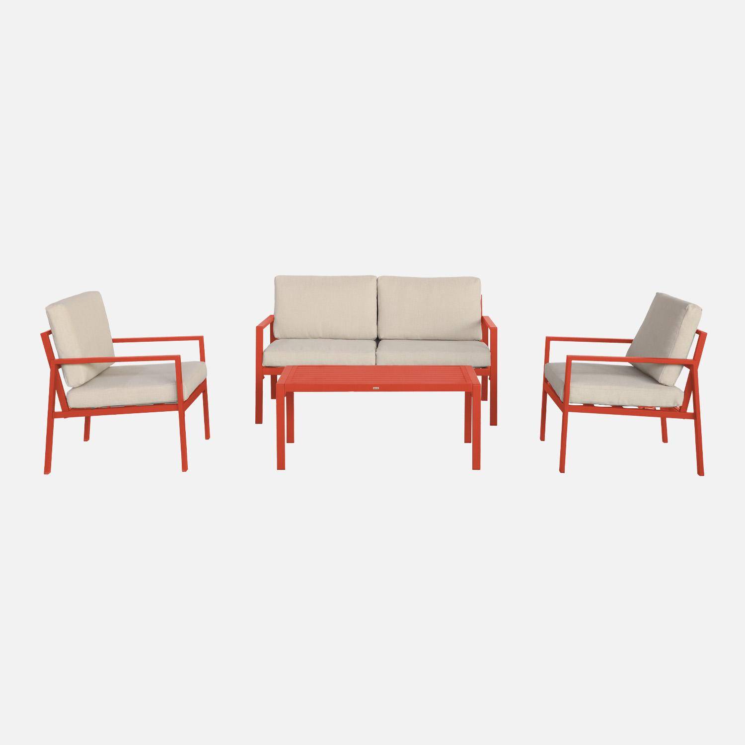 Salon de jardin aluminium 4 places terracotta - Onara Photo3