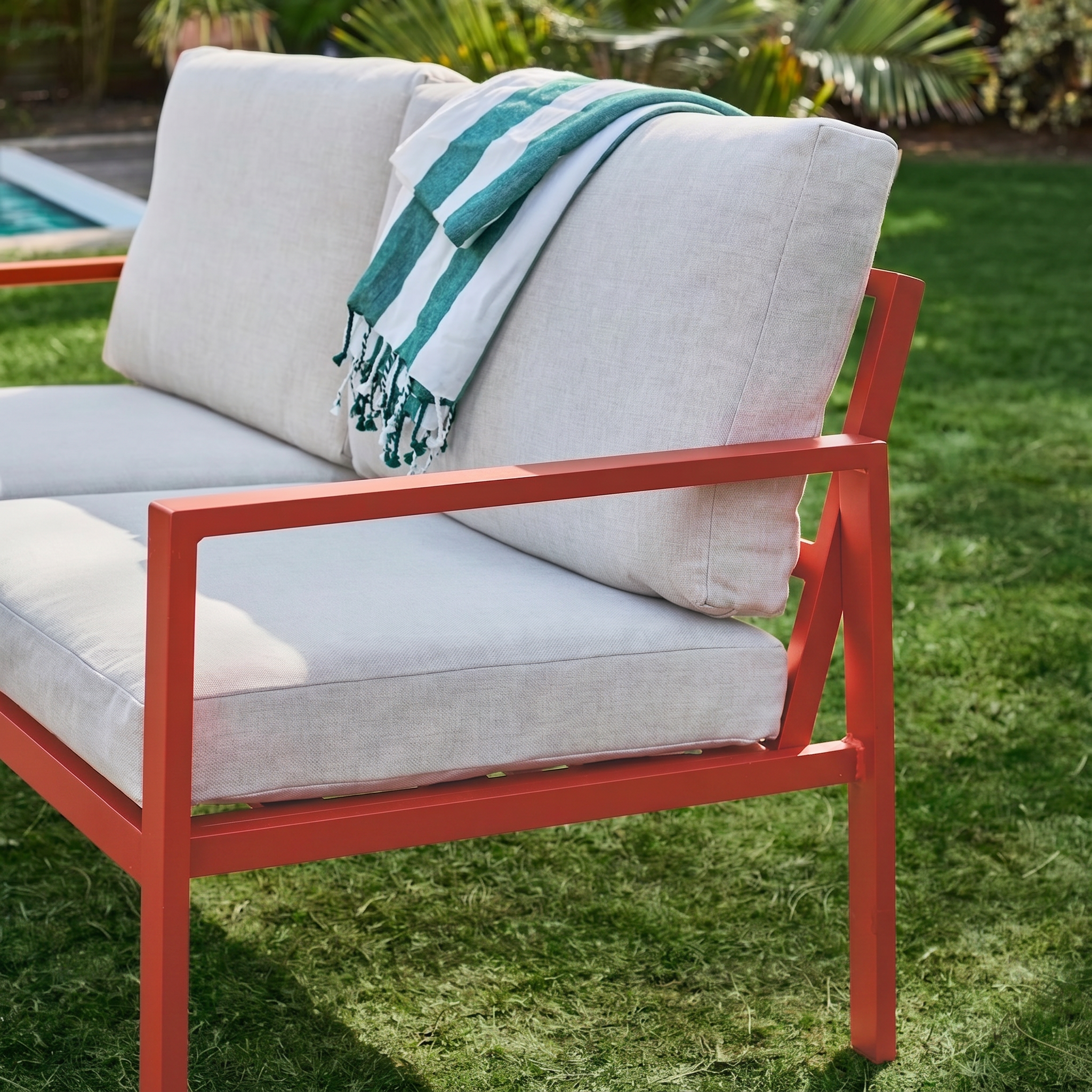 Conjunto de jardín de aluminio, 4 plazas Terracota - 140x70x68 cm Photo4