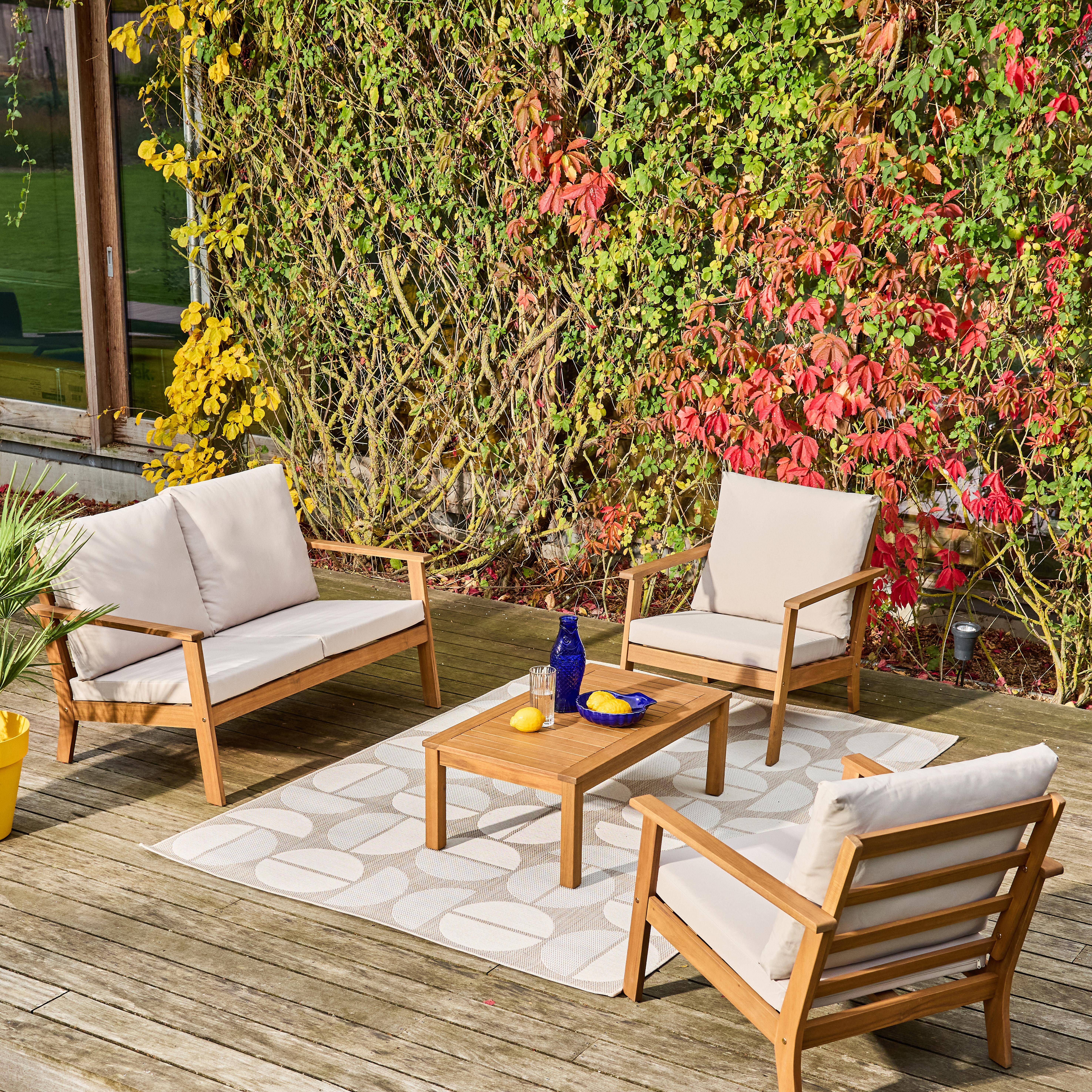 Salon de jardin bois d'acacia 4 places beige - Owana,sweeek,Photo2