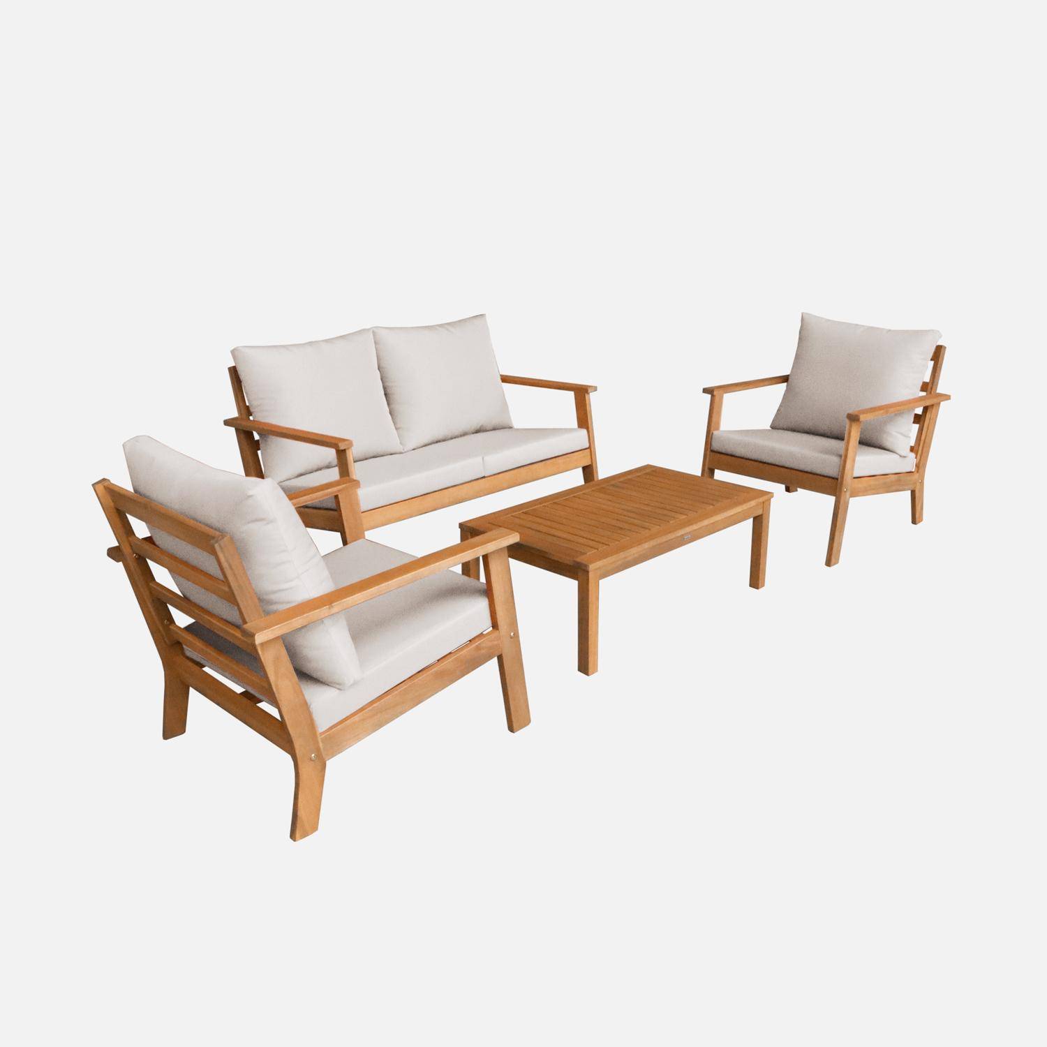 Salon de jardin bois d'acacia 4 places beige - Owana Photo6