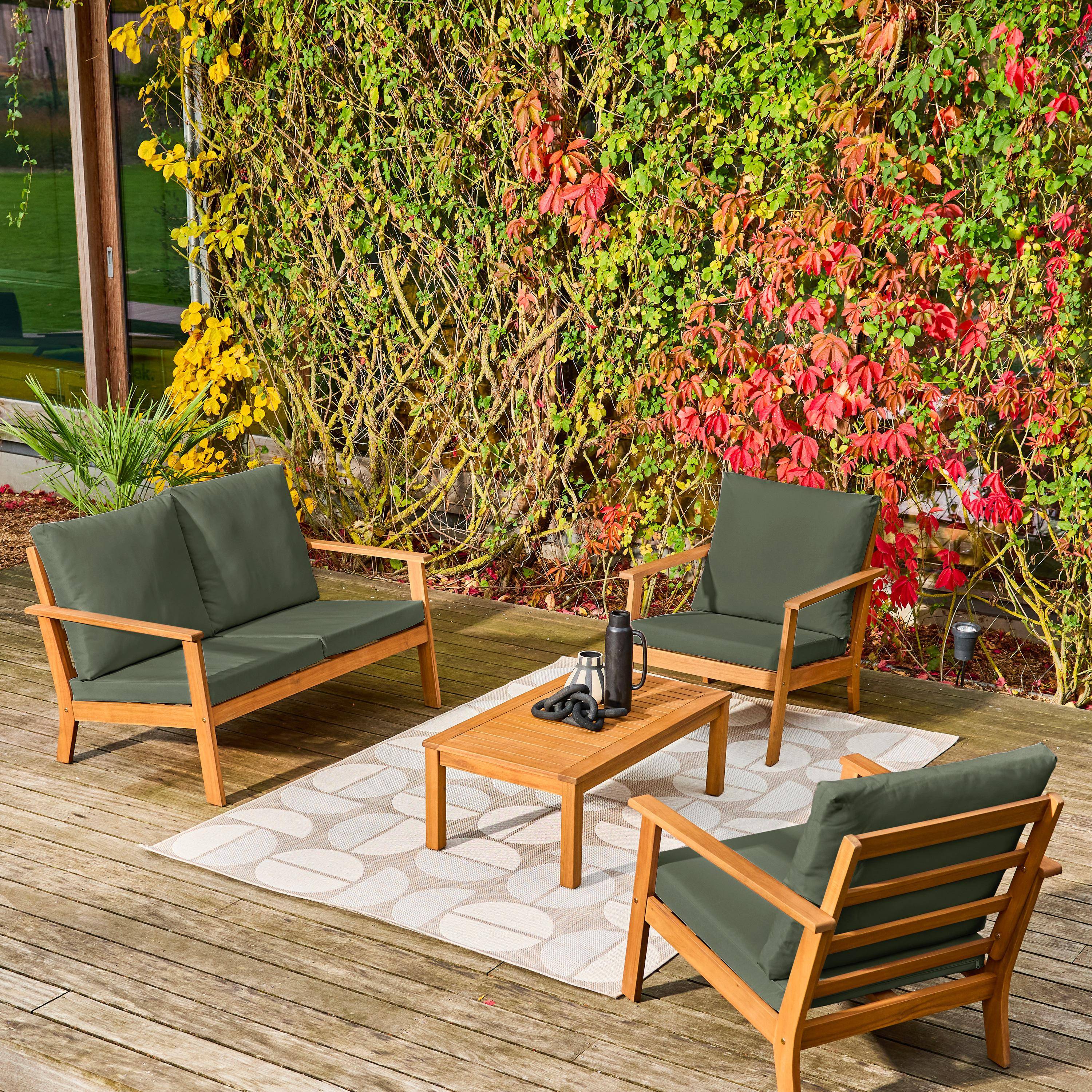 Salon de jardin bois d'acacia 4 places kaki - Owana Photo2