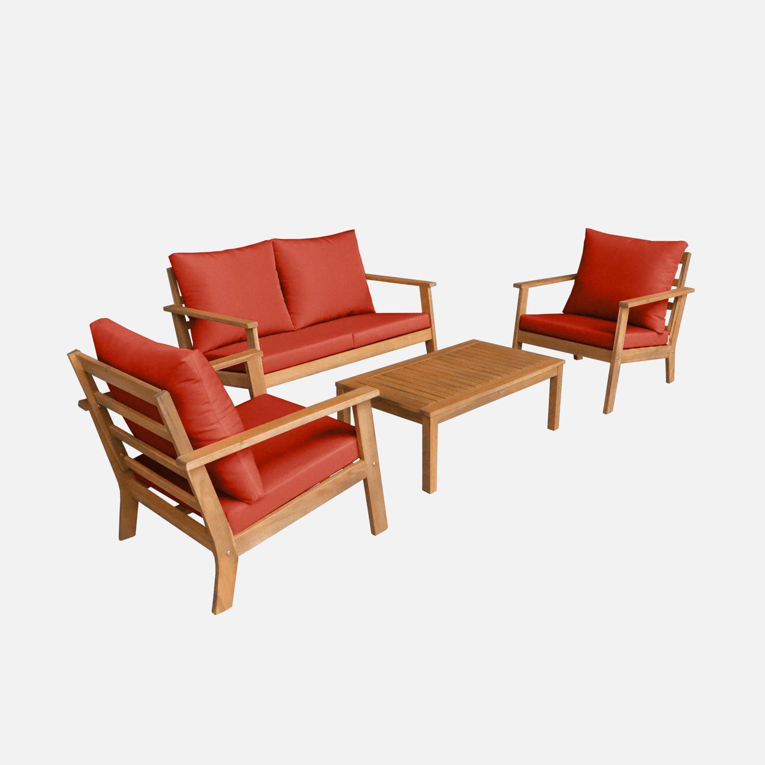 Salon de jardin bois d'acacia 4 places terracotta - Owana,sweeek,Photo3