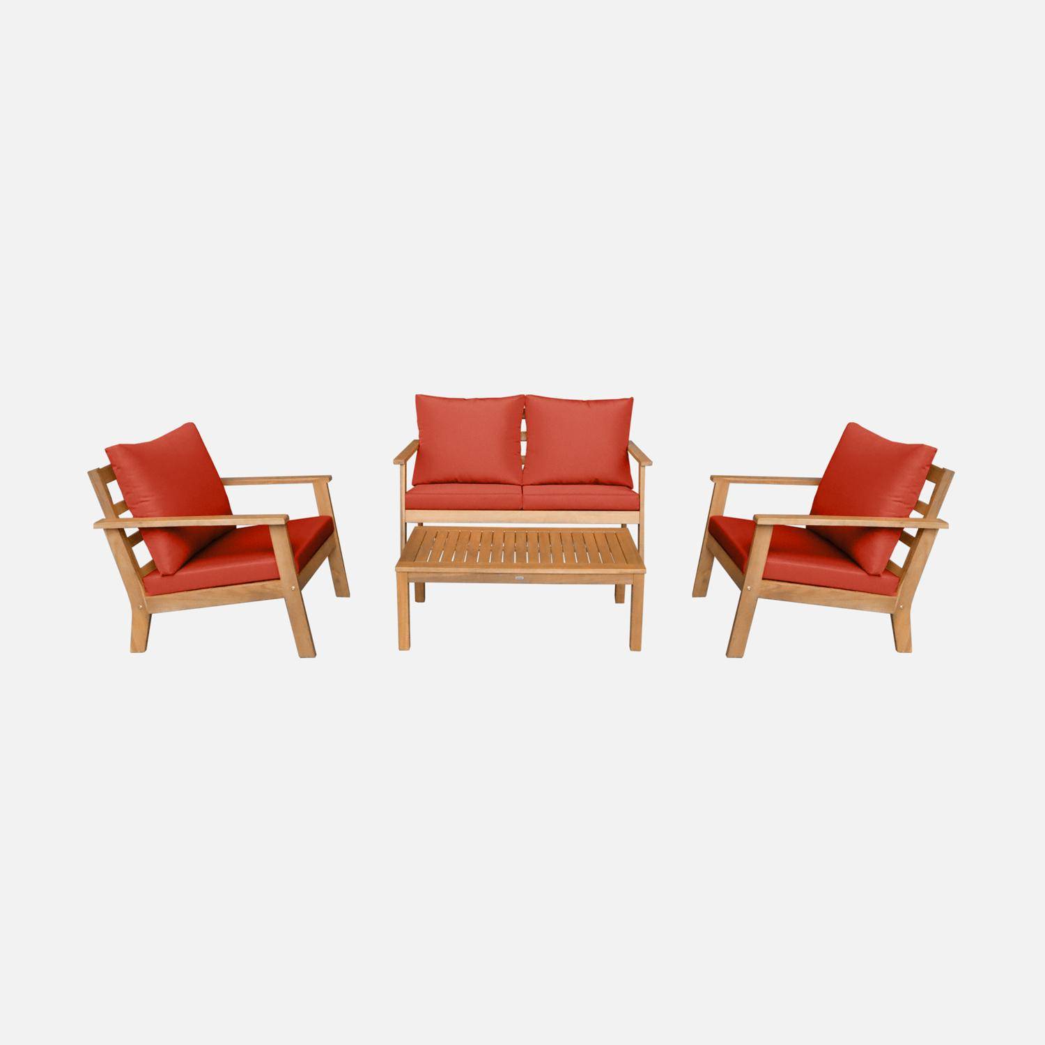 Salon de jardin bois d'acacia 4 places terracotta - Owana,sweeek,Photo4