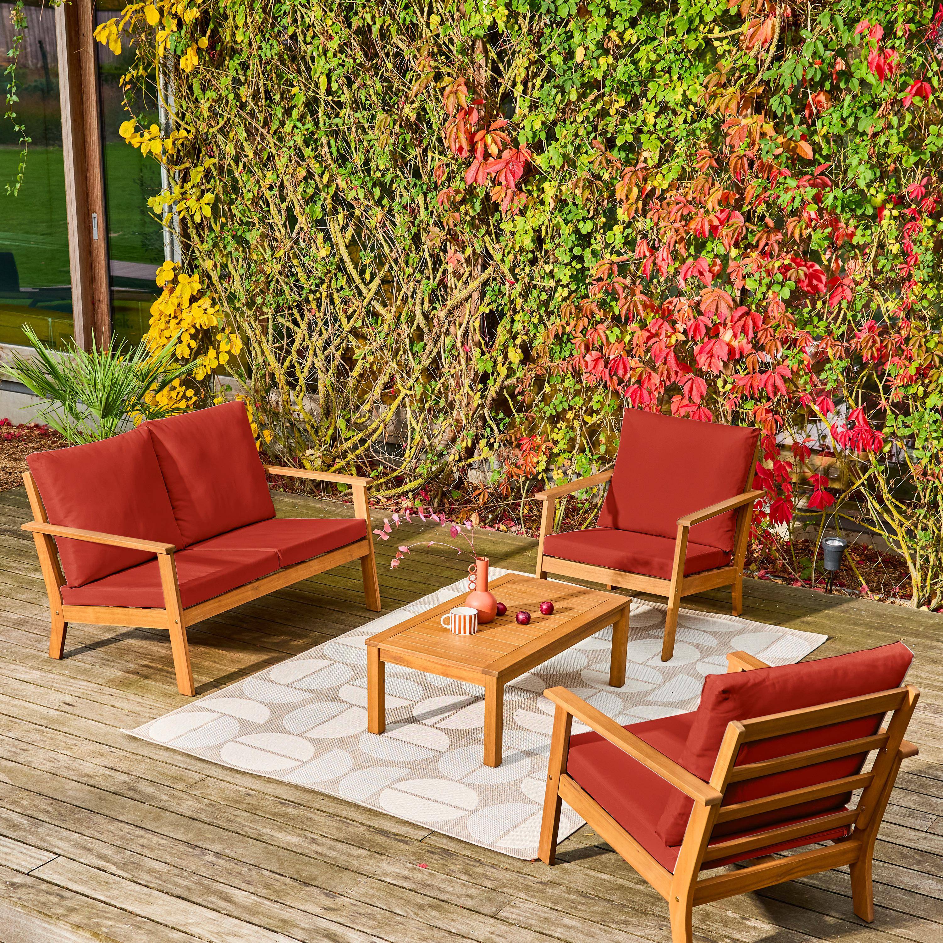 Salon de jardin bois d'acacia 4 places terracotta - Owana,sweeek,Photo2