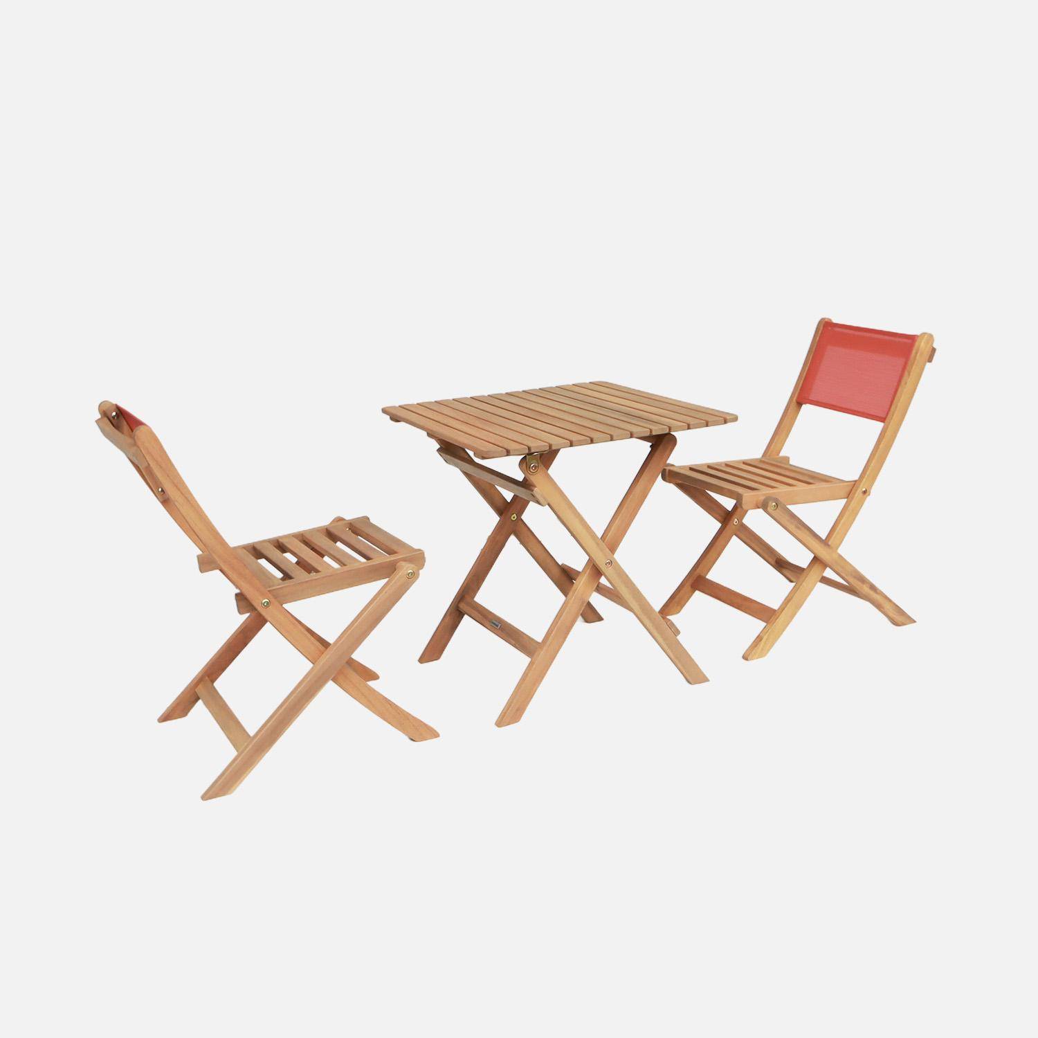 Kinder tuintafel met 2 stoelen van acaciahout bistrostijl terracotta - Elise,sweeek,Photo2