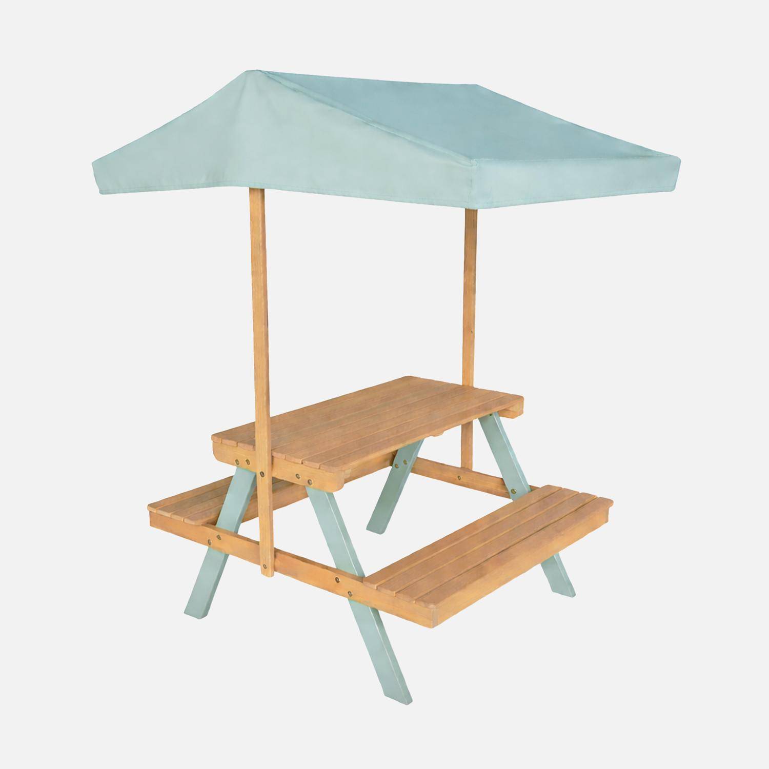 Children's garden set acacia wood 2-seater sage green | sweeek