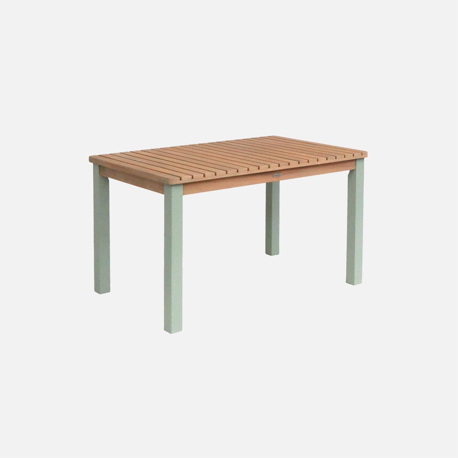 Mesa de jardín infantil rectangular de madera de acacia, 4 plazas Verde grisáceo - 80x50x50 cm,sweeek,Photo2