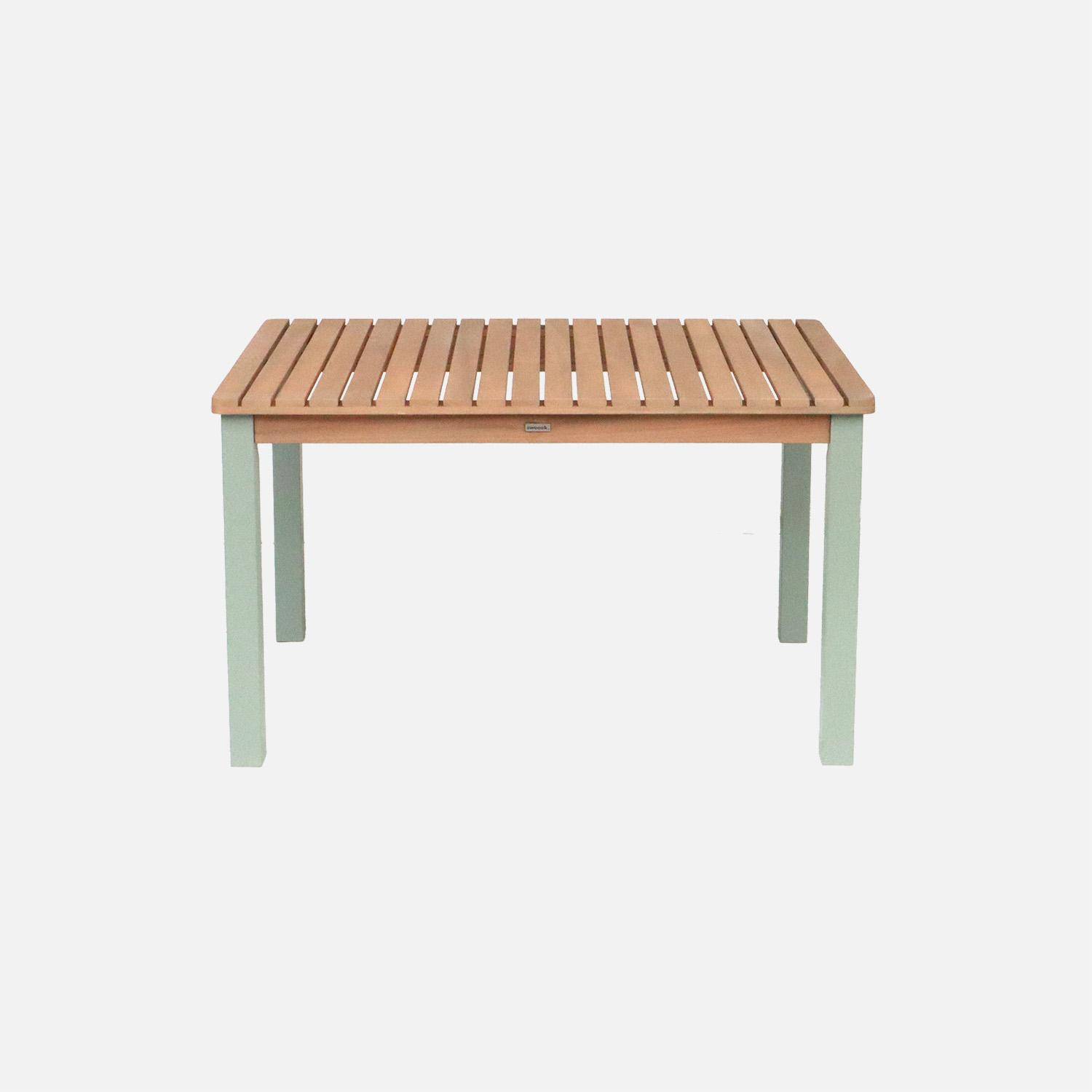 Mesa de jardín infantil rectangular de madera de acacia, 4 plazas Verde grisáceo - 80x50x50 cm Photo2