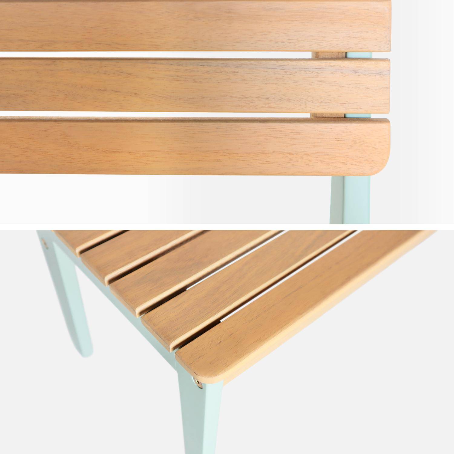 Banco de jardín infantil de madera de acacia,  2 plazas Verde grisáceo - 64x52x32 cm,sweeek,Photo5