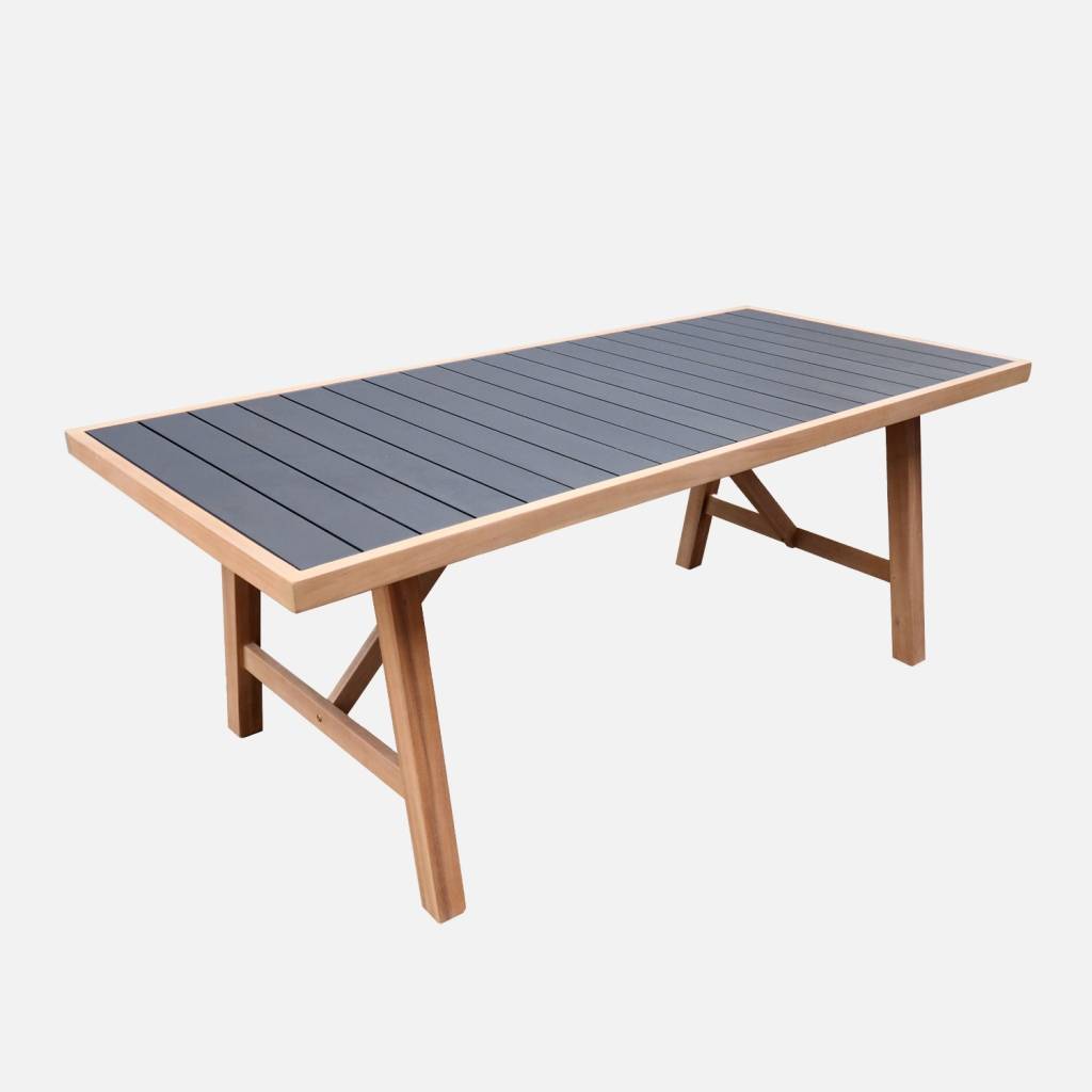 Table de jardin bois et aluminium 6 places anthracite