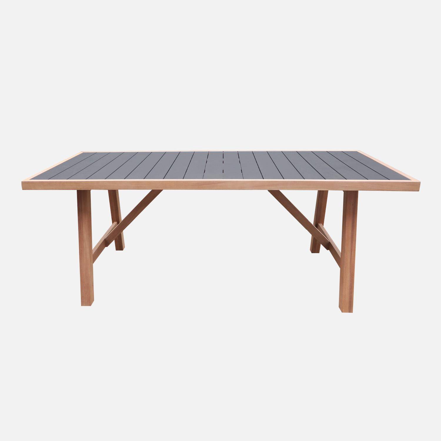 Table de jardin bois d'hévéa et aluminium 6 places anthracite - Eldora,sweeek,Photo2