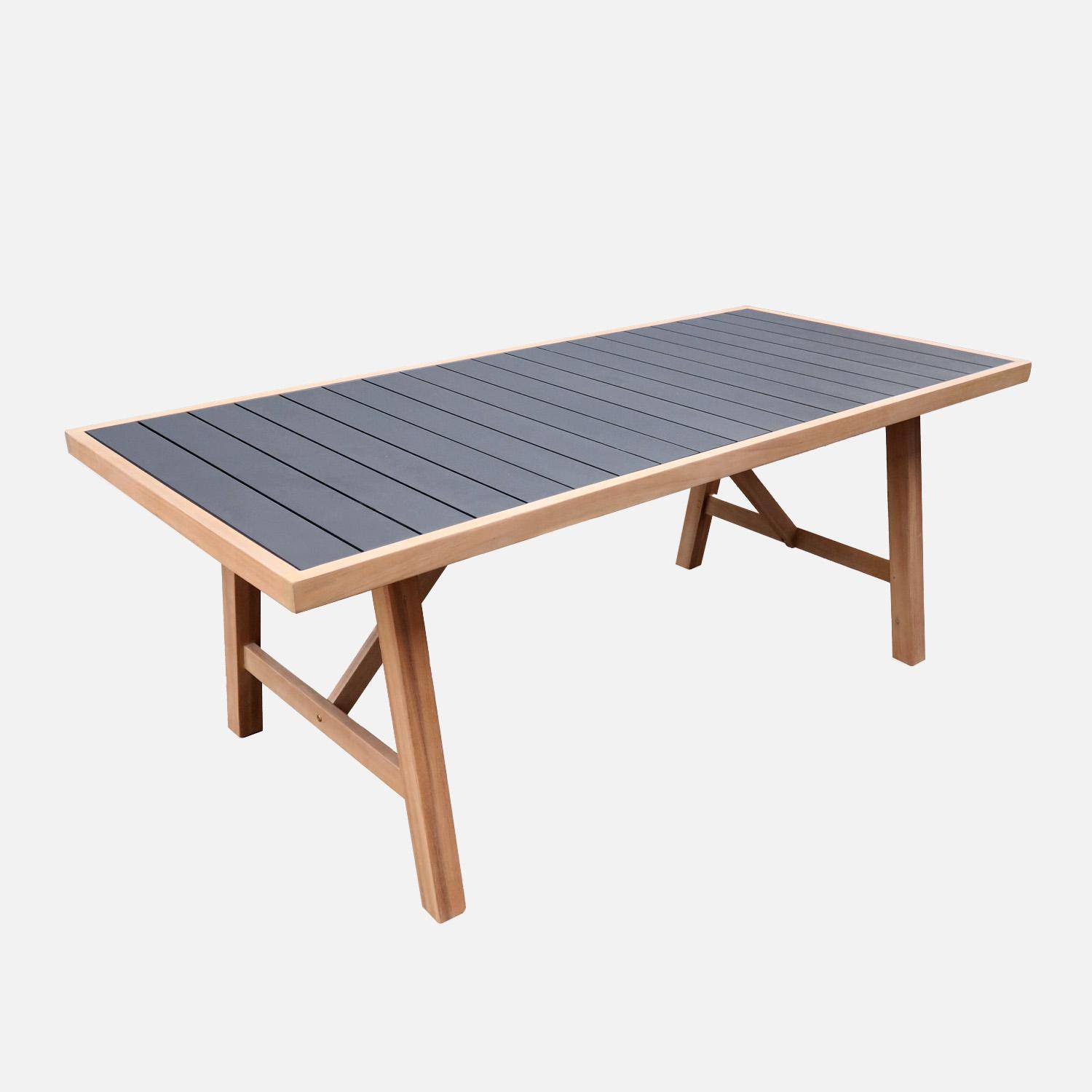 Table de jardin bois d'acacia et aluminium 8 places anthracite - Eldora,sweeek,Photo2