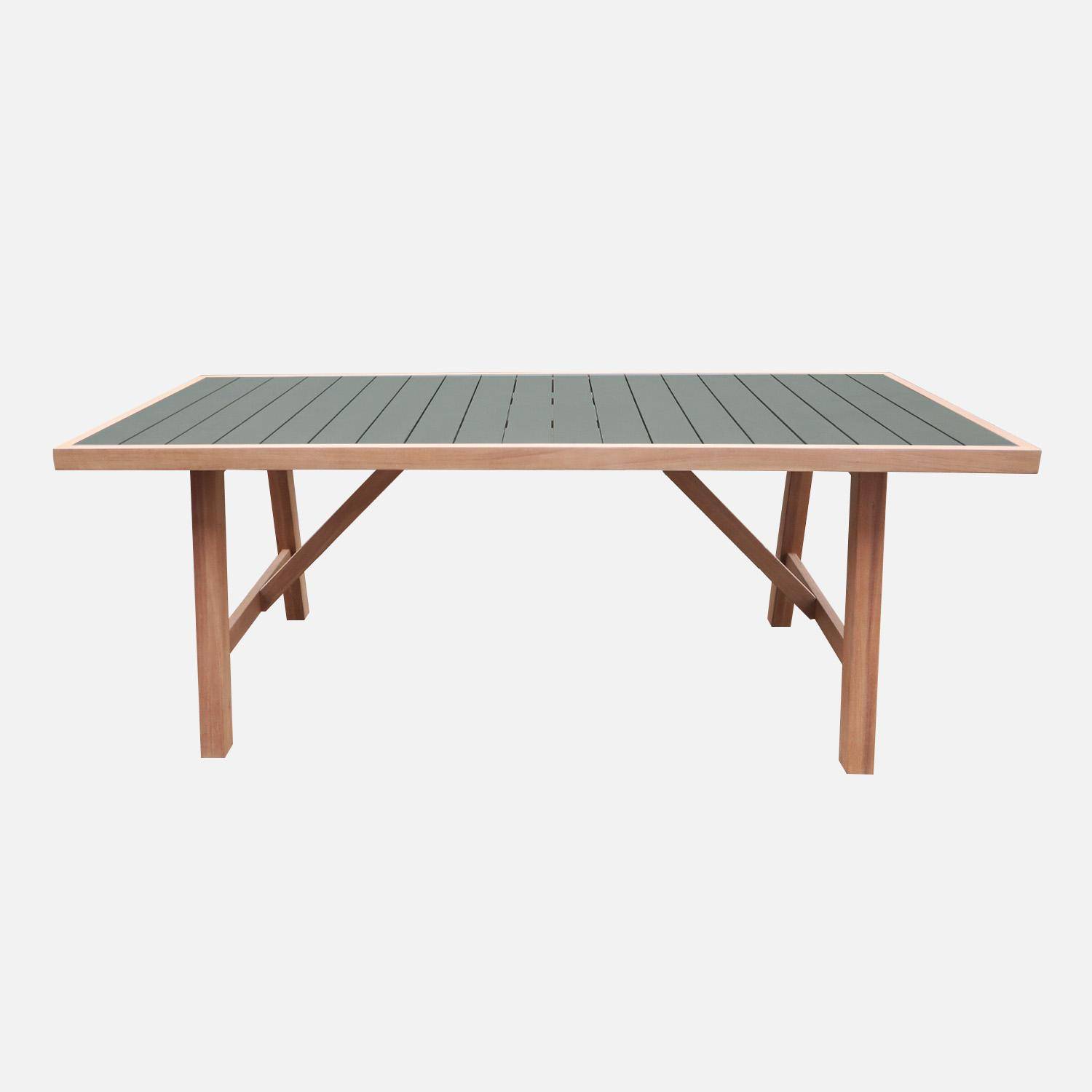 Table de jardin bois d'hévéa et aluminium 6 places kaki - Eldora Photo2