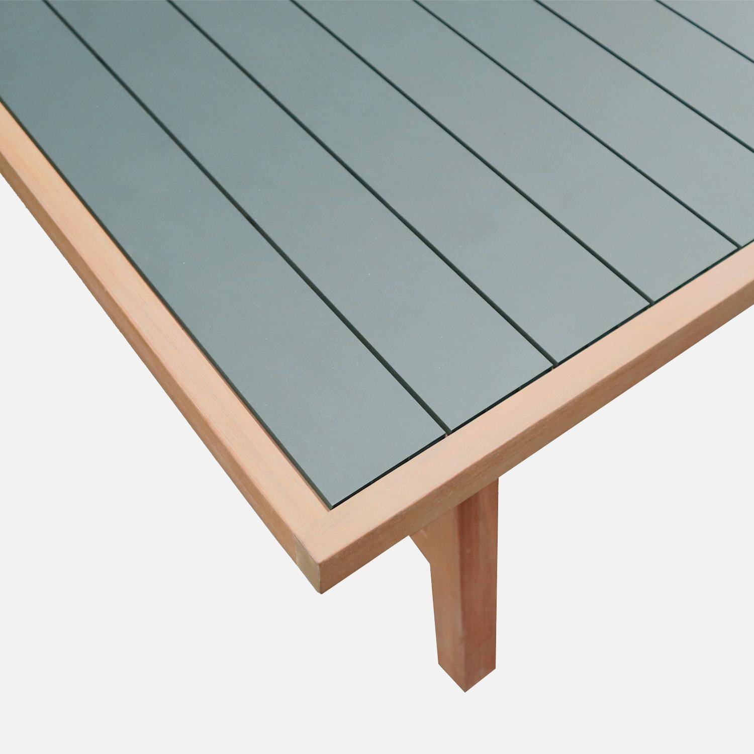 Table de jardin bois d'hévéa et aluminium 6 places kaki - Eldora Photo3